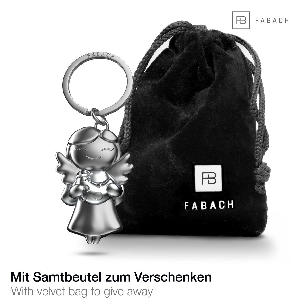 "Star" Schutzengel Schlüsselanhänger - Glücksengel mit Mond - Engel Glücksbringer - FABACH#Farbe_Silber