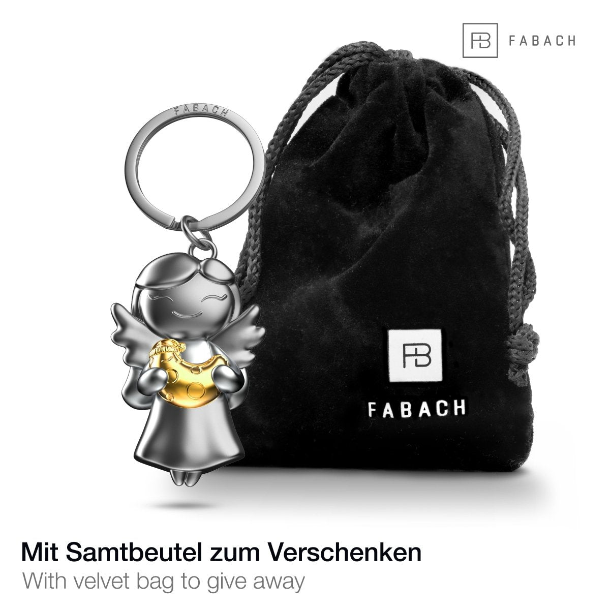 "Star" Schutzengel Schlüsselanhänger - Glücksengel mit Mond - Engel Glücksbringer - FABACH#Farbe_Gold