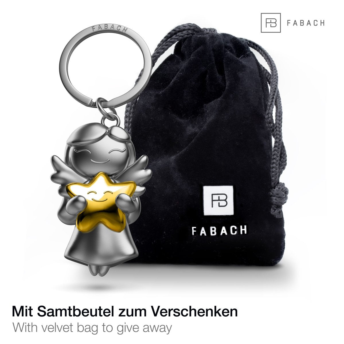 "Star" Schutzengel Schlüsselanhänger - Weihnachtsengel mit Stern - Engel Glücksbringer - FABACH#farbe_gold
