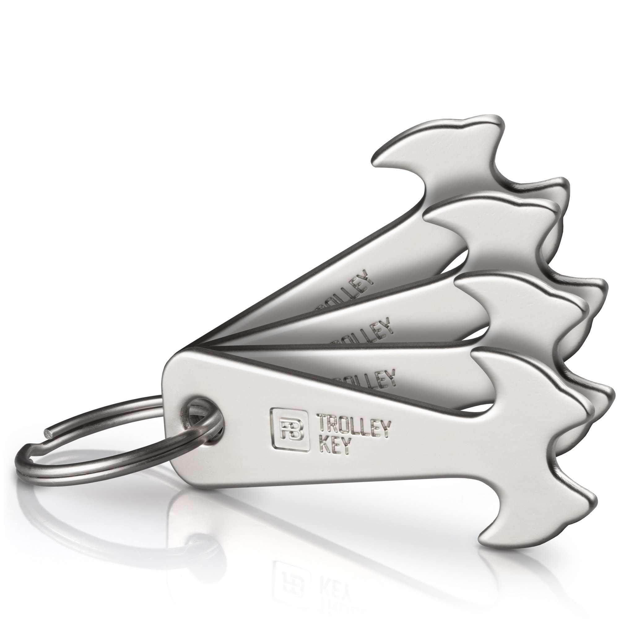 "Trolley Key" (silber) Kompakter Einkaufswagenlöser / Einkaufswagenchip für Frontlader-Einkaufswagen - FABACH#größe_4 stück (vorteilspack)