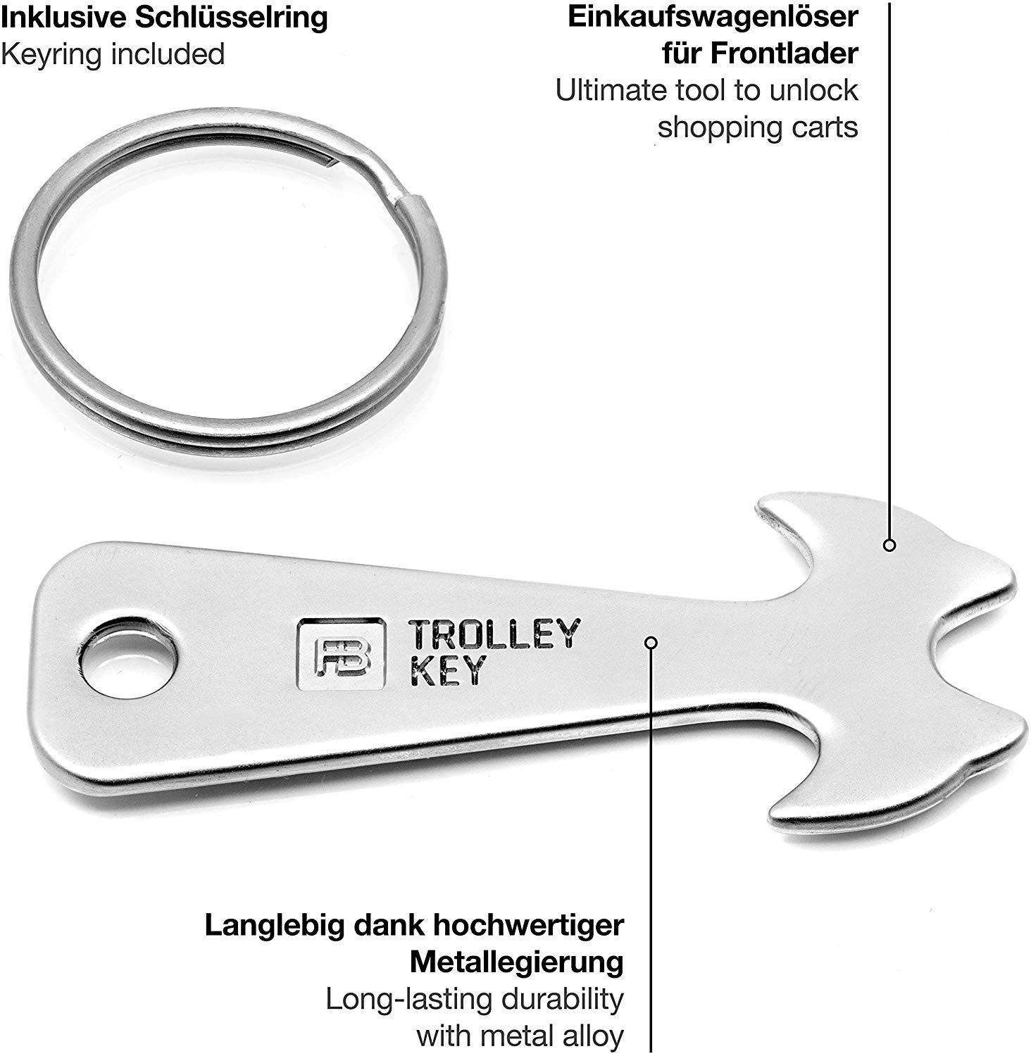 "Trolley Key" (silber) Kompakter Einkaufswagenlöser / Einkaufswagenchip für Frontlader-Einkaufswagen - FABACH