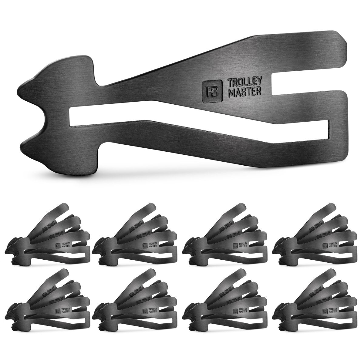 "Trolley Master Stainless Steel Series" - Der erste Einkaufswagenlöser für alle Einkaufswagen - Das Original in Edelstahl - FABACH#farbe_schwarz#größe_25 stück
