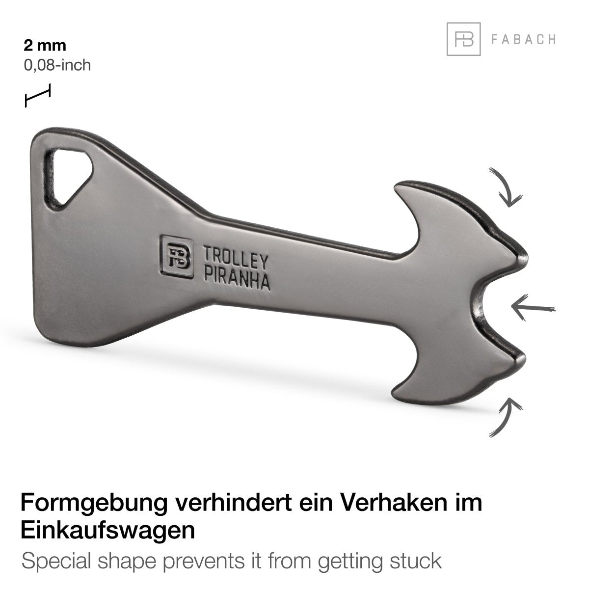 "Trolley Piranha" (schwarz) Stabiler abziehbarer Einkaufswagenlöser aus Metalllegierung - FABACH