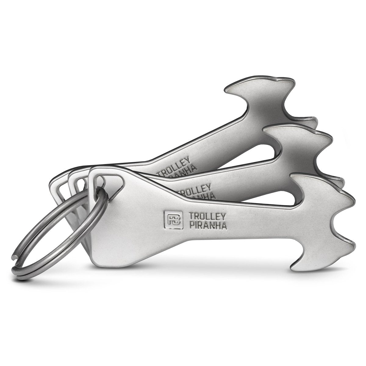 "Trolley Piranha" (silver) Stable removable shopping trolley release made of metal alloy