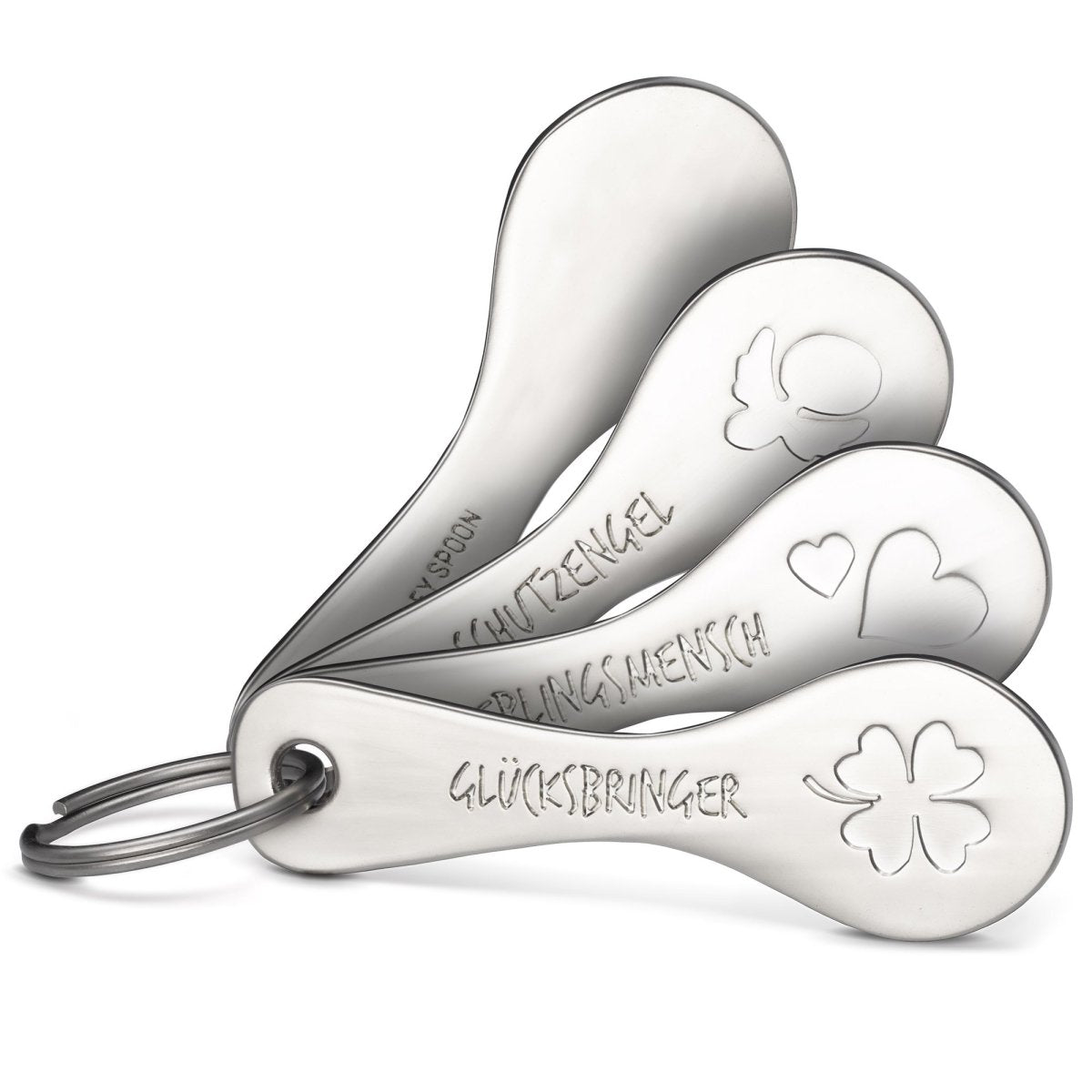 "Trolley Spoon" Einkaufswagenlöser Schlüsselanhänger - Einkaufswagenchip abziehbar aus Metall - FABACH#stil_alle 4 varianten
