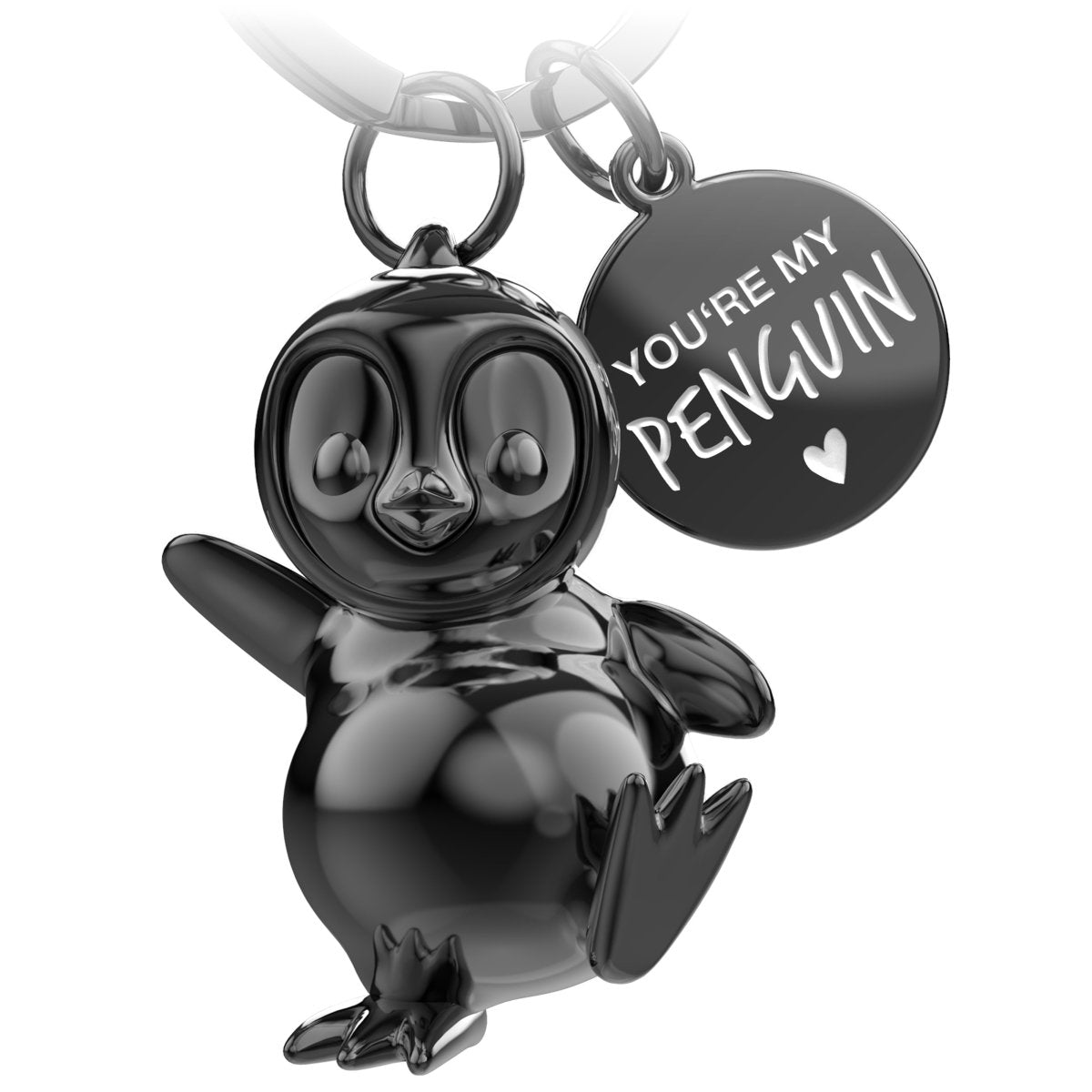 "You're my penguin" Pinguin Schlüsselanhänger "Breezy" mit Gravur - Süßer Pinguin Glücksbringer als Geschenk für Partner - FABACH#farbe_schwarz