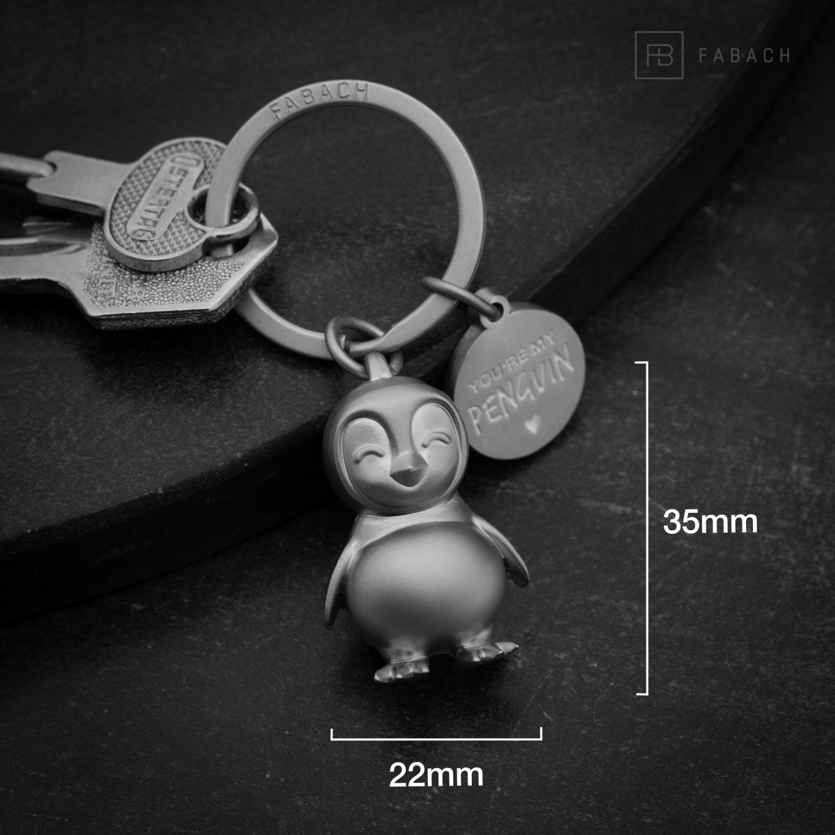 "You're my penguin" Pinguin Schlüsselanhänger "Frosty" mit Gravur - Süßer Pinguin Glücksbringer als Geschenk für Partner - FABACH#farbe_silber matt#botschaft_you're my penguin