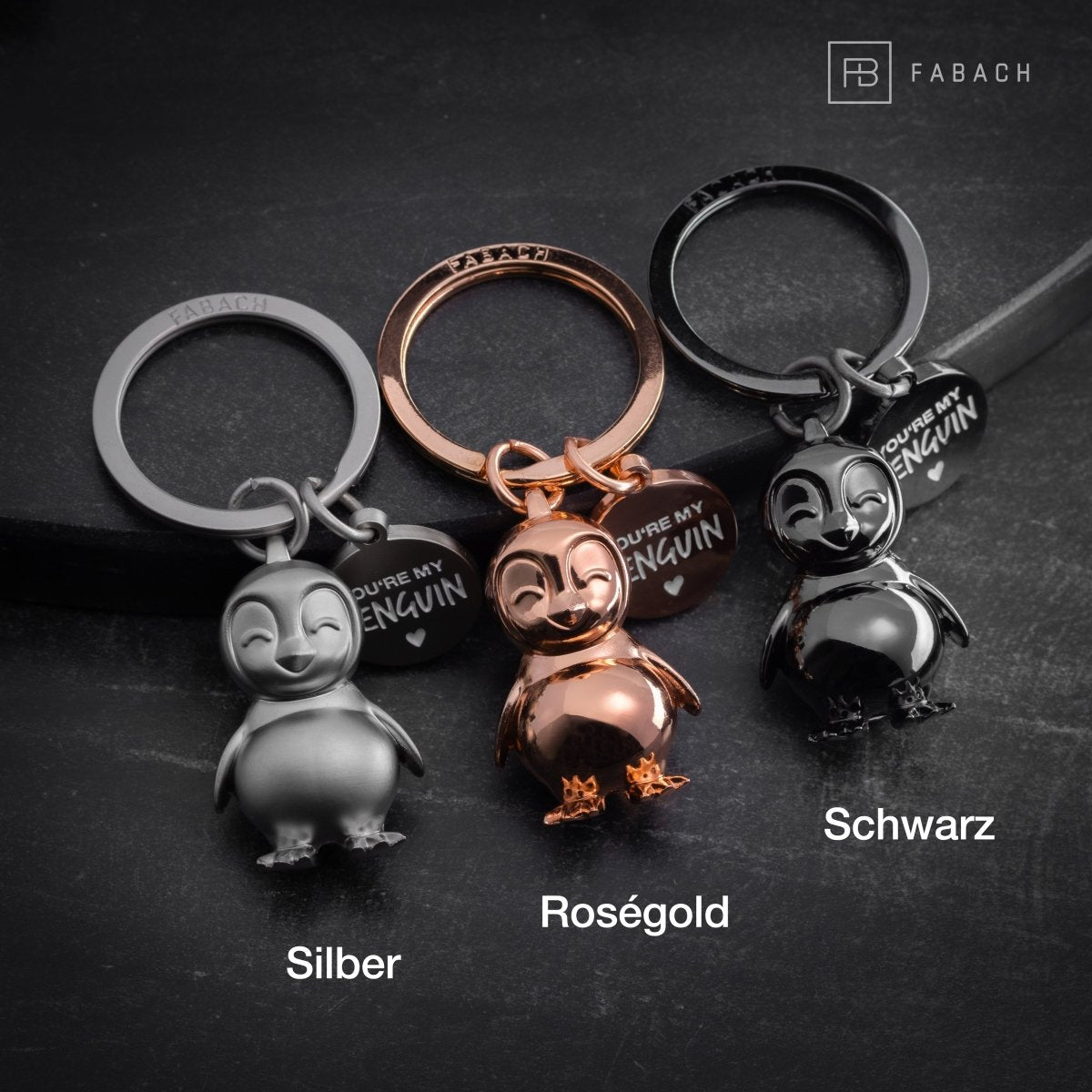"You're my penguin" Pinguin Schlüsselanhänger "Frosty" mit Gravur - Süßer Pinguin Glücksbringer als Geschenk für Partner - FABACH#botschaft_you're my penguin
