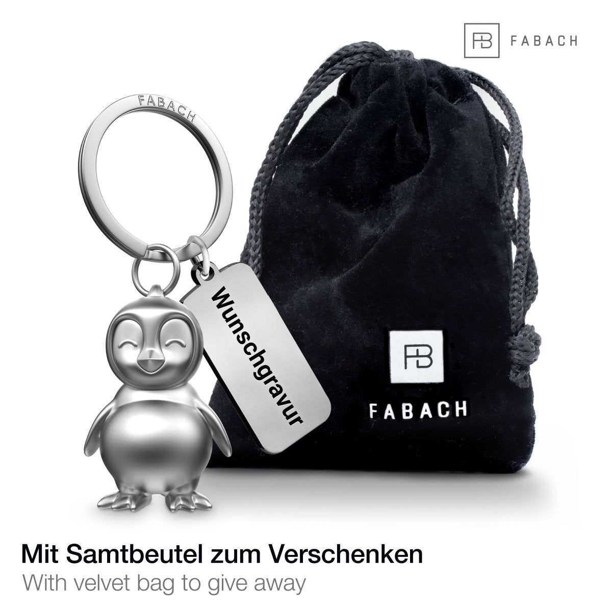 "You're my penguin" Pinguin Schlüsselanhänger "Frosty" mit Gravur - Süßer Pinguin Glücksbringer als Geschenk für Partner - FABACH#farbe_silber#botschaft_eigene gravur (+3.00€)