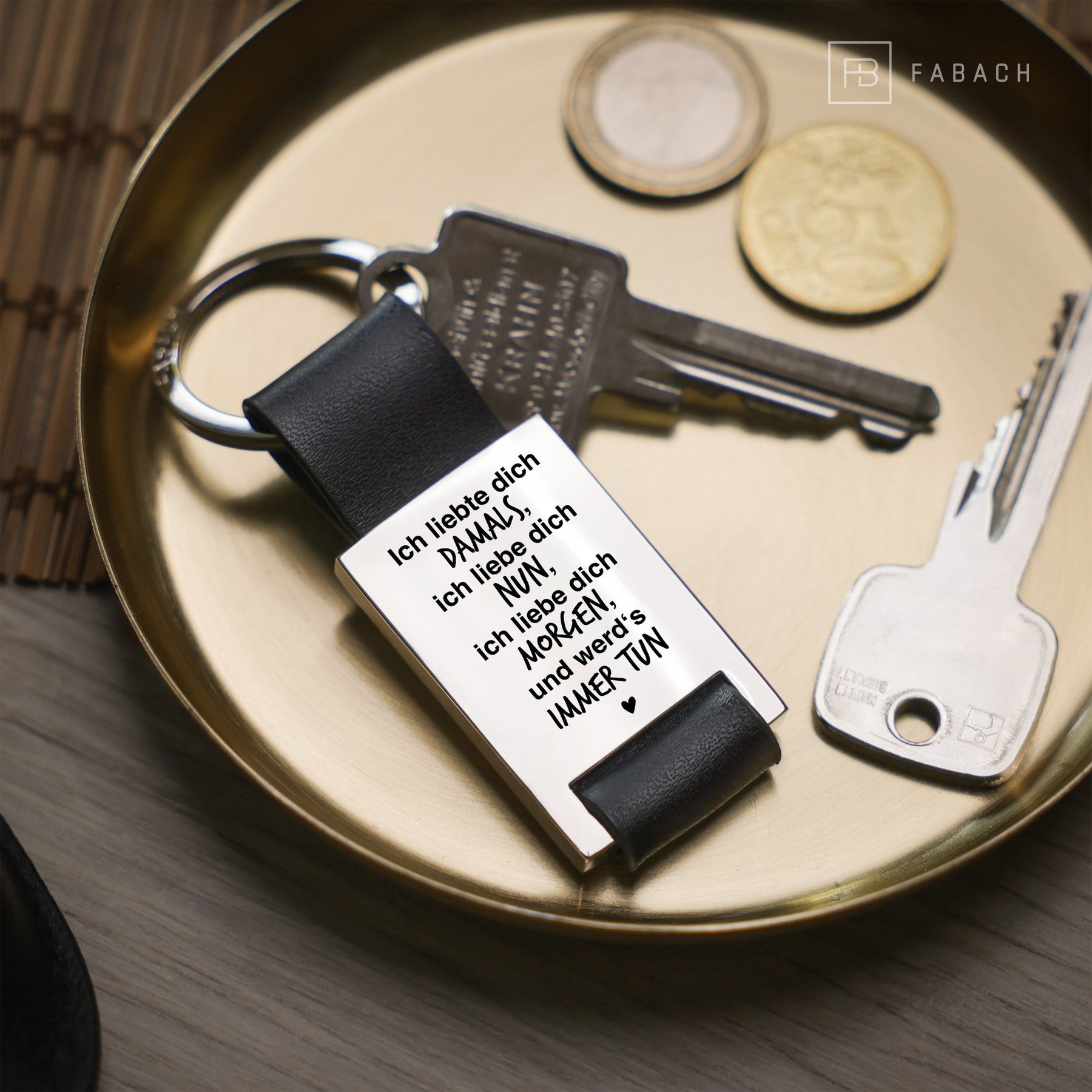 Porte-clés rectangulaire "Je t'aime" avec gravure en cuir - cadeau affectueux pour partenaire, petit ami, petite amie