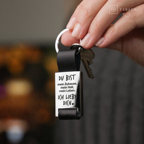 Porte-clés rectangulaire "Tu es mon soutien" avec gravure en cuir - cadeau affectueux pour mari, femme, partenaire