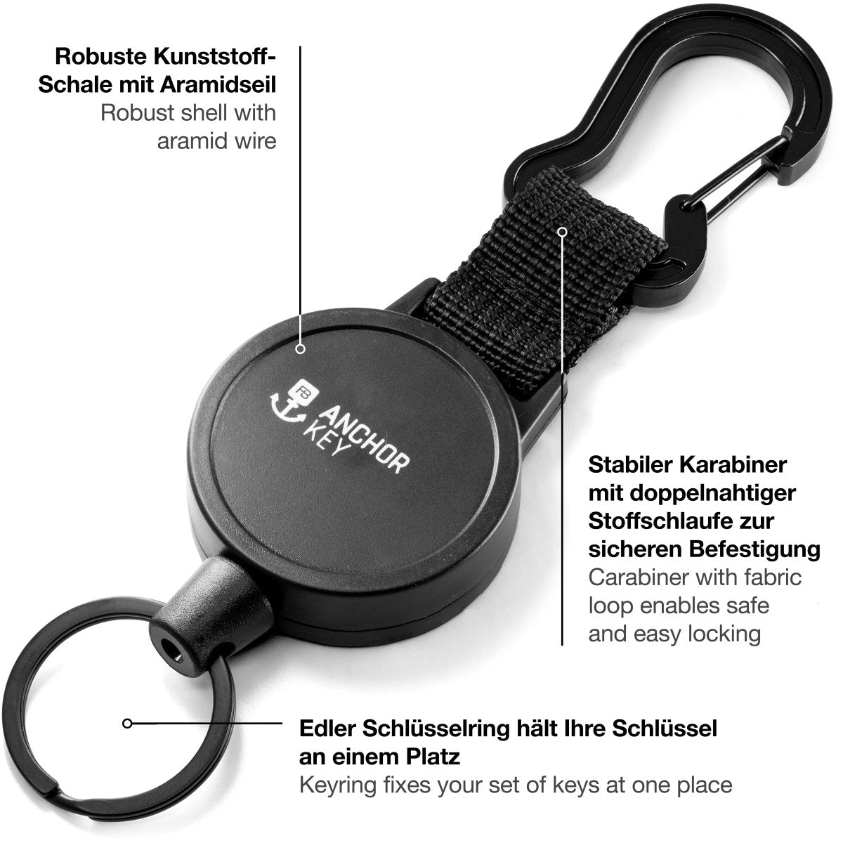 "Anchor Key" Schlüsselrolle Schlüsselanhänger-Jojo mit ausziehbarem Aramidseil - FABACH – Die Schlüsselanhänger-Schmiede#verwendungszweck_business (medium-use)