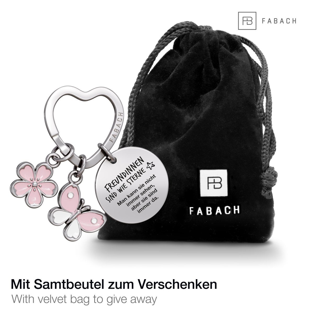 "Beste Freundin" Blume Schmetterling Schlüsselanhänger mit Gravur mit liebevoller Botschaft - FABACH – Die Schlüsselanhänger-Schmiede