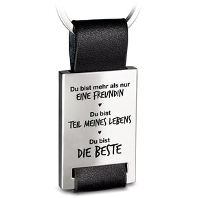 "Beste Freundin" Rectangle - Schlüsselanhänger aus Leder - Liebevoller Freundinnen Schlüsselanhänger - Gravur "Du bist die Beste" - FABACH – Die Schlüsselanhänger - Schmiede