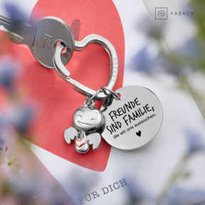 "Beste Freundin" Schutzengel Schlüsselanhänger - Schutzengel Happy mit Herz und Gravur Plättchen mit liebevoller Botschaft