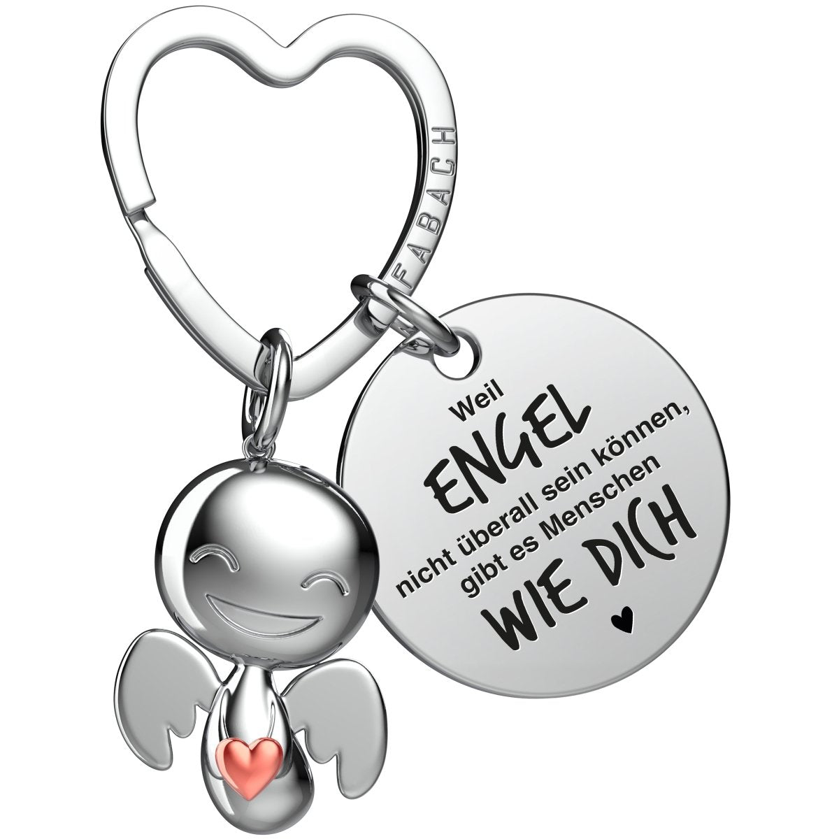 "Beste Freundin" Schutzengel Schlüsselanhänger - Schutzengel Happy mit Herz und Gravur Plättchen mit liebevoller Botschaft - FABACH#botschaft_Menschen wie dich