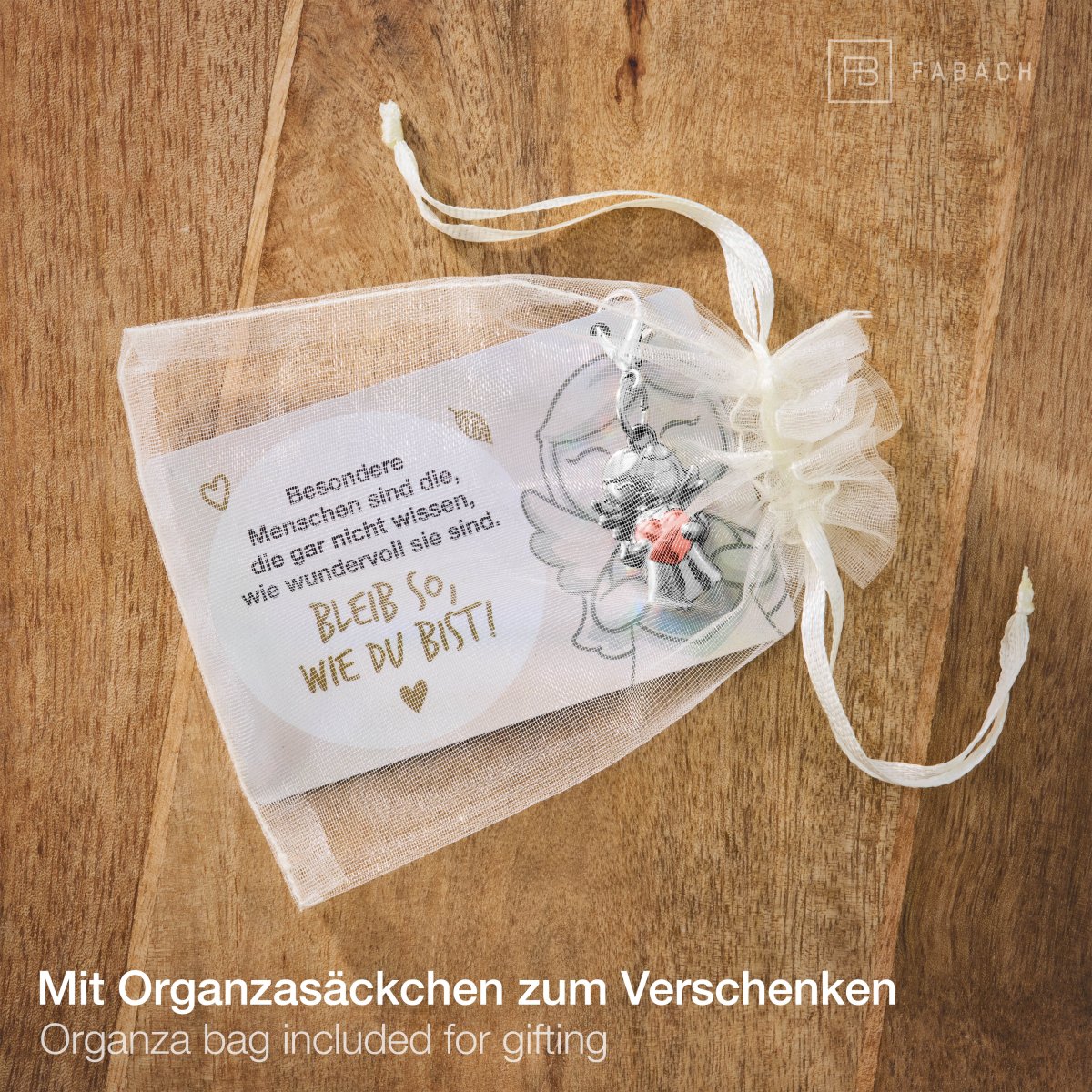 "Beste Freundin" Schutzengel Schlüsselanhänger - Schutzengel Star mit Herz und Karte mit liebevoller Botschaft - FABACH#botschaft_Bleib so wie du bist