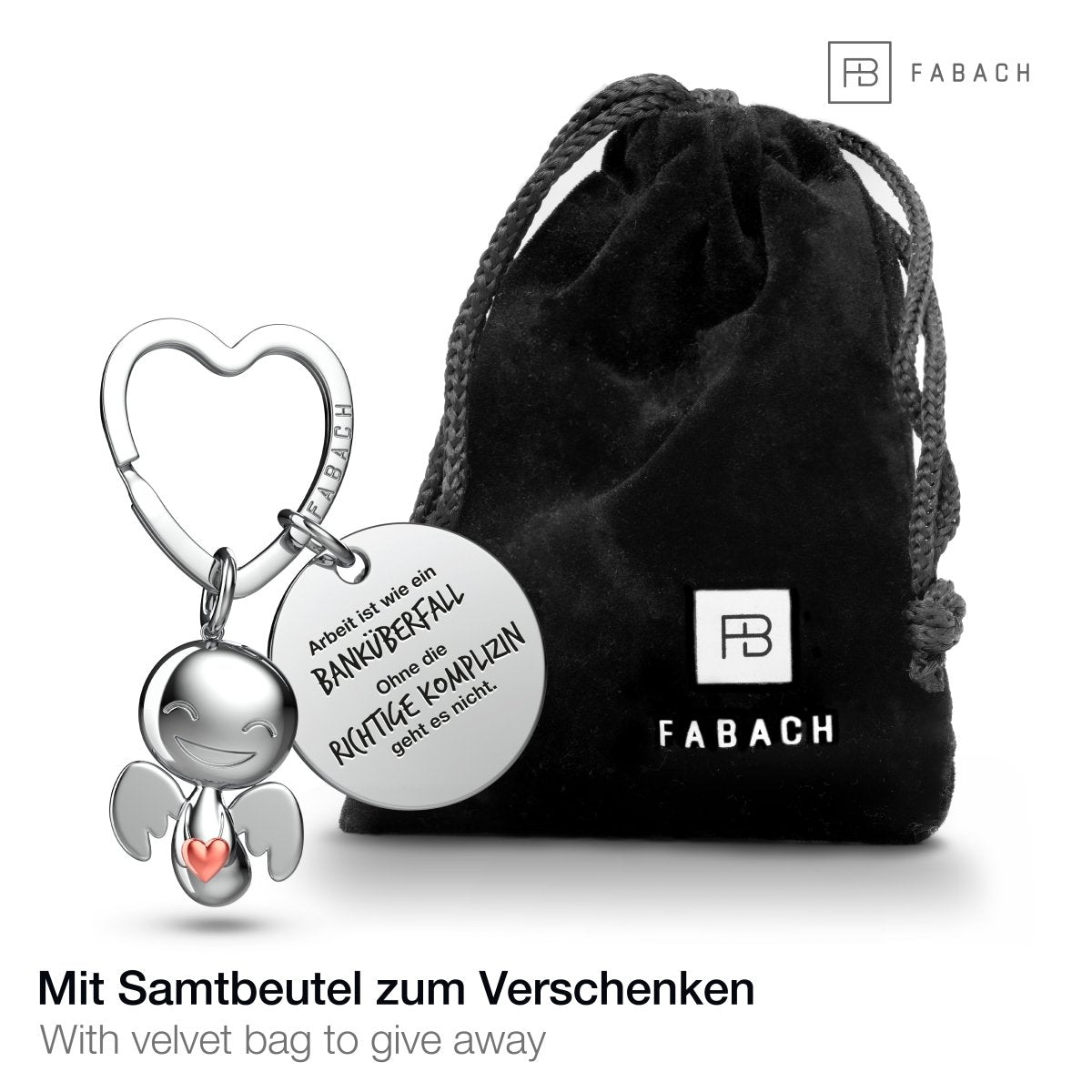 "Beste Kollegin" Schutzengel Schlüsselanhänger - Schutzengel Happy mit Herz und Gravur Plättchen mit liebevoller Botschaft - FABACH#botschaft_Die richtige Komplizin