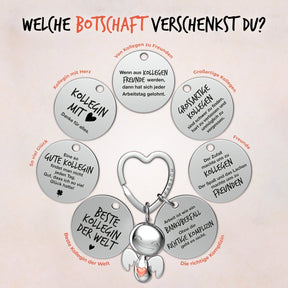 "Beste Kollegin" Schutzengel Schlüsselanhänger - Schutzengel Happy mit Herz und Gravur Plättchen mit liebevoller Botschaft - FABACH – Die Schlüsselanhänger - Schmiede