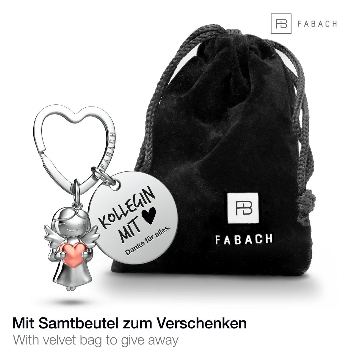 "Beste Kollegin" Schutzengel Schlüsselanhänger - Schutzengel Star mit Herz und Gravur Plättchen mit liebevoller Botschaft - FABACH#botschaft_Kollegin Mit Herz