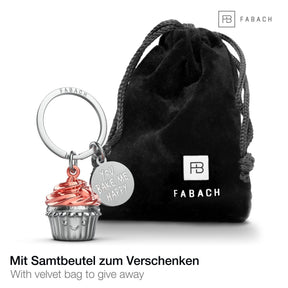 Cupcake Schlüsselanhänger "Sweety" - Glücksbringer Geschenk Partnerin Beste Freundin - Muffin Törtchen Glücksbringer mit Gravur "You bake me happy" - FABACH – Die Schlüsselanhänger - Schmiede