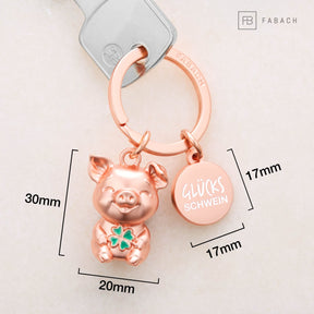 Glücksschwein Schlüsselanhänger "Chubby" mit Kleeblatt - Glücksbringer Geschenk - Viel Erfolg Glücksbringer - Viel Glück Schweinchen - FABACH – Die Schlüsselanhänger - Schmiede