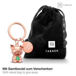 Glücksschwein Schlüsselanhänger "Chubby" mit Kleeblatt - Glücksbringer Geschenk - Viel Erfolg Glücksbringer - Viel Glück Schweinchen - FABACH – Die Schlüsselanhänger - Schmiede