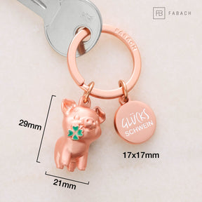 Glücksschwein Schlüsselanhänger "Wiggy" mit Kleeblatt - Glücksbringer Geschenk - Viel Erfolg Glücksbringer - Viel Glück Schweinchen - FABACH – Die Schlüsselanhänger - Schmiede