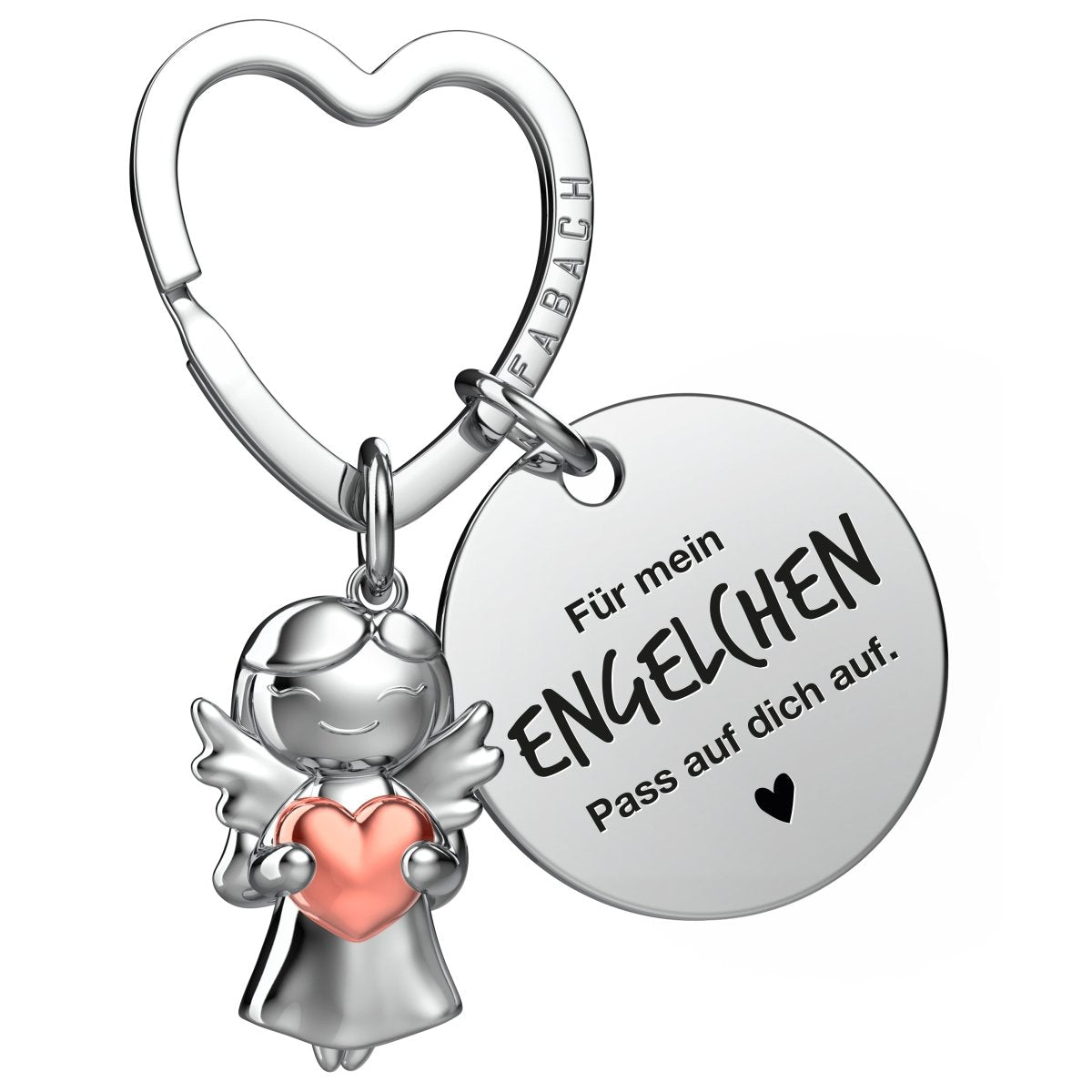 "Ich liebe dich" Schutzengel Schlüsselanhänger - Schutzengel Star mit Herz und Gravur Plättchen mit liebevoller Botschaft - FABACH#botschaft_Engelchen
