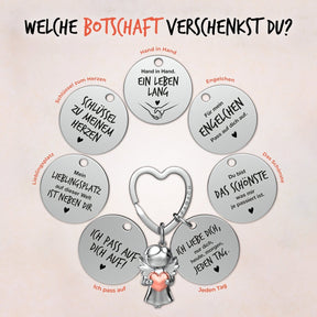 "Ich liebe dich" Schutzengel Schlüsselanhänger - Schutzengel Star mit Herz und Gravur Plättchen mit liebevoller Botschaft - FABACH – Die Schlüsselanhänger - Schmiede