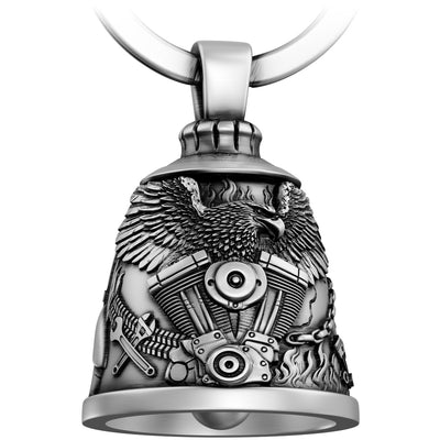 Motorradglocke Schlüsselanhänger - Biker Bell mit Adler - Motorrad Schlüsselanhänger - Glücksbringer für Motorradfahrer