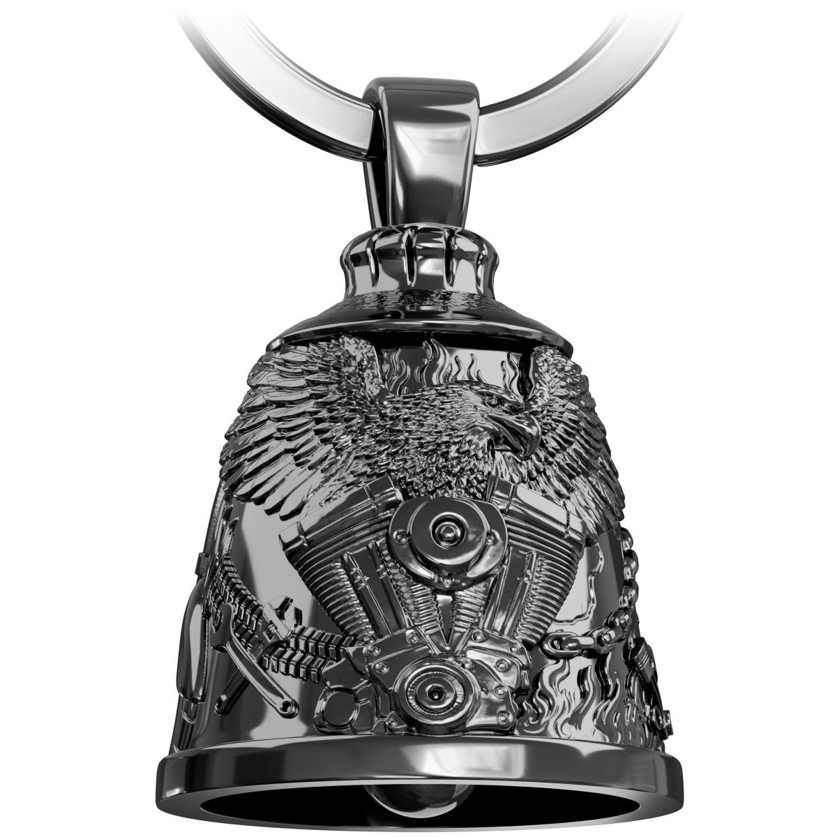 Motorradglocke Schlüsselanhänger - Biker Bell mit Adler - Motorrad Schlüsselanhänger - Glücksbringer für Motorradfahrer - FABACH – Die Schlüsselanhänger-Schmiede