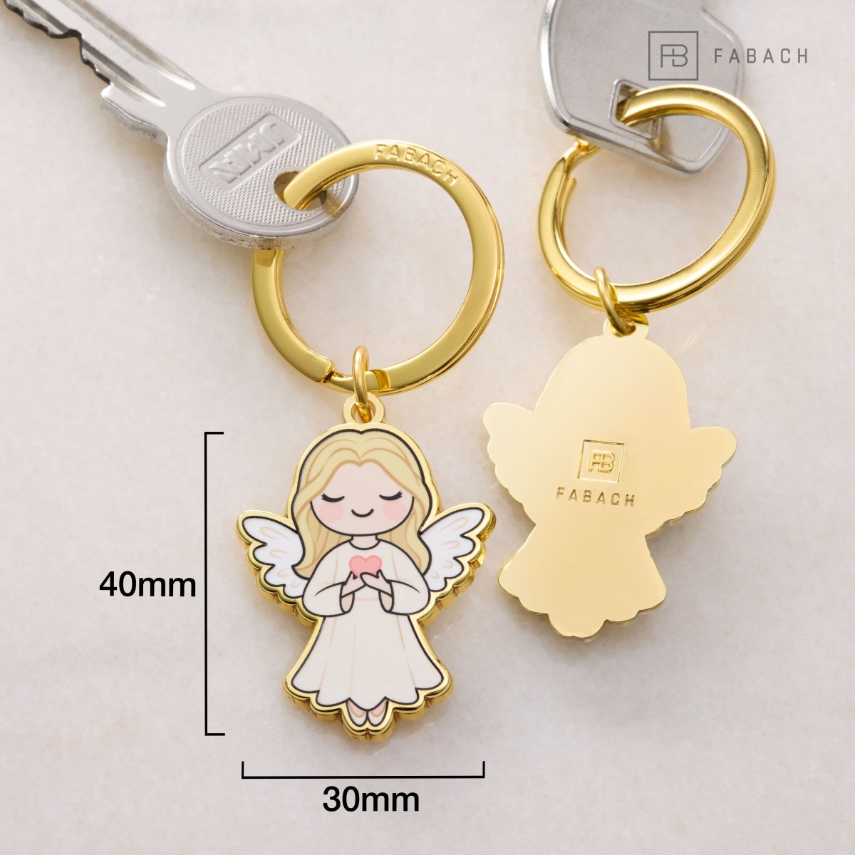 Schutzengel Schlüsselanhänger "Joy" mit Herz - Geschenk Schutzengel Glücksbringer - Süßer Engel mit Herz Geschenkidee Freundin - FABACH – Die Schlüsselanhänger - Schmiede