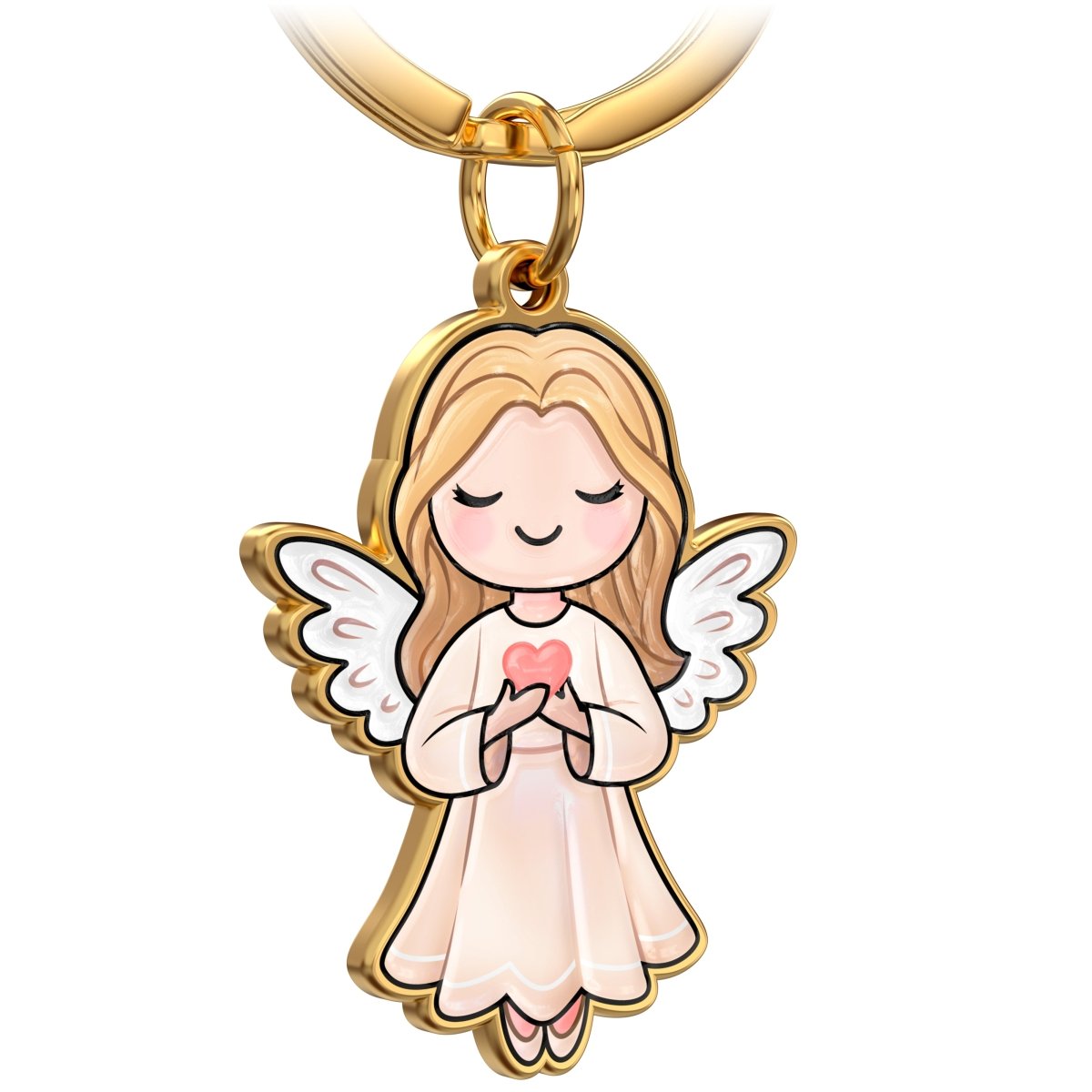 Schutzengel Schlüsselanhänger "Joy" mit Herz - Geschenk Schutzengel Glücksbringer - Süßer Engel mit Herz Geschenkidee Freundin - FABACH – Die Schlüsselanhänger - Schmiede