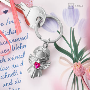 Schutzengel Schlüsselanhänger "Lucy" mit schimmernden Kristall Herz - Engel Glücksbringer Schlüsselanhänger Liebe - FABACH – Die Schlüsselanhänger - Schmiede