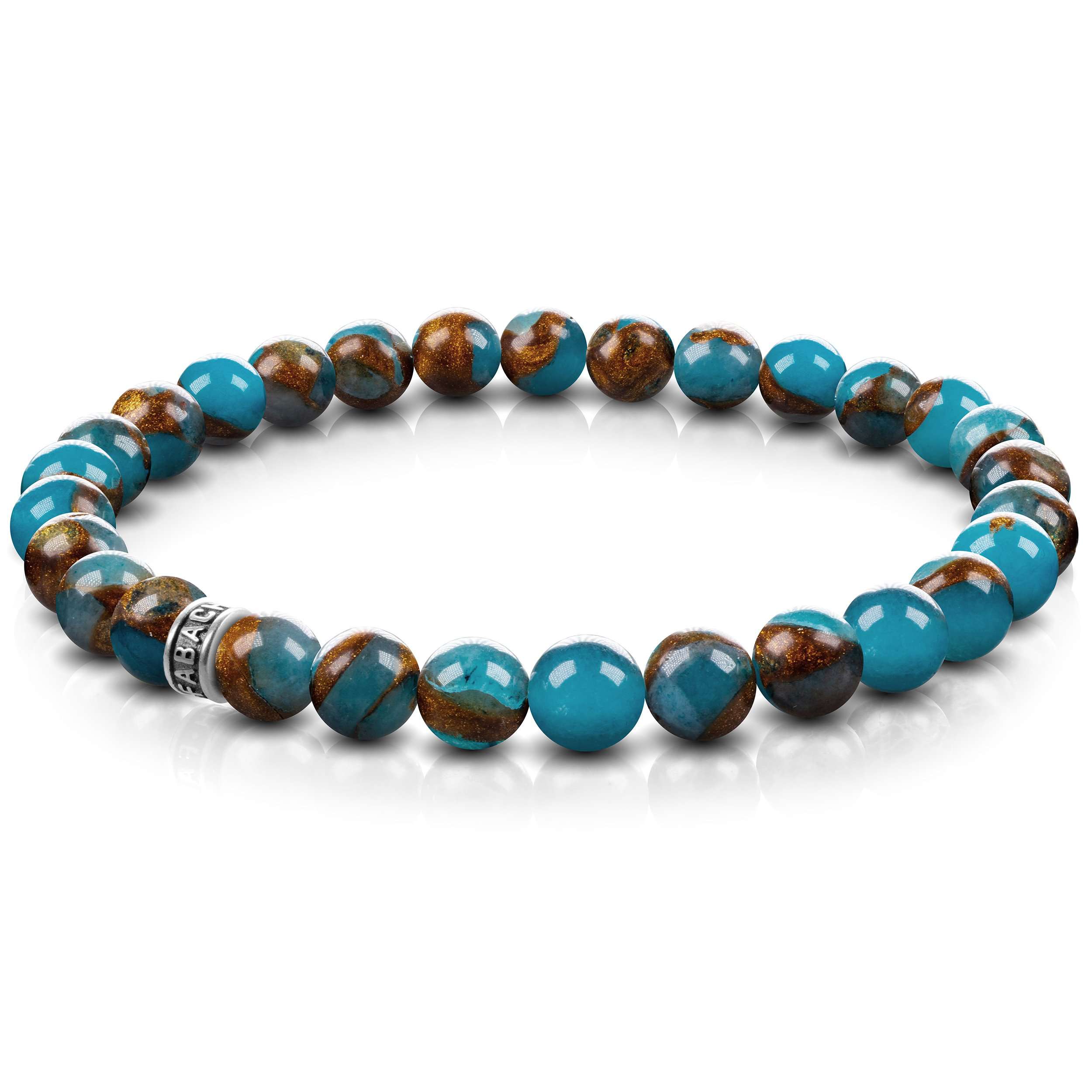 Perlenarmband mit 925 Sterling Silber-Perle - FABACH#Stein_Blauer Goldstein (gold-blau)