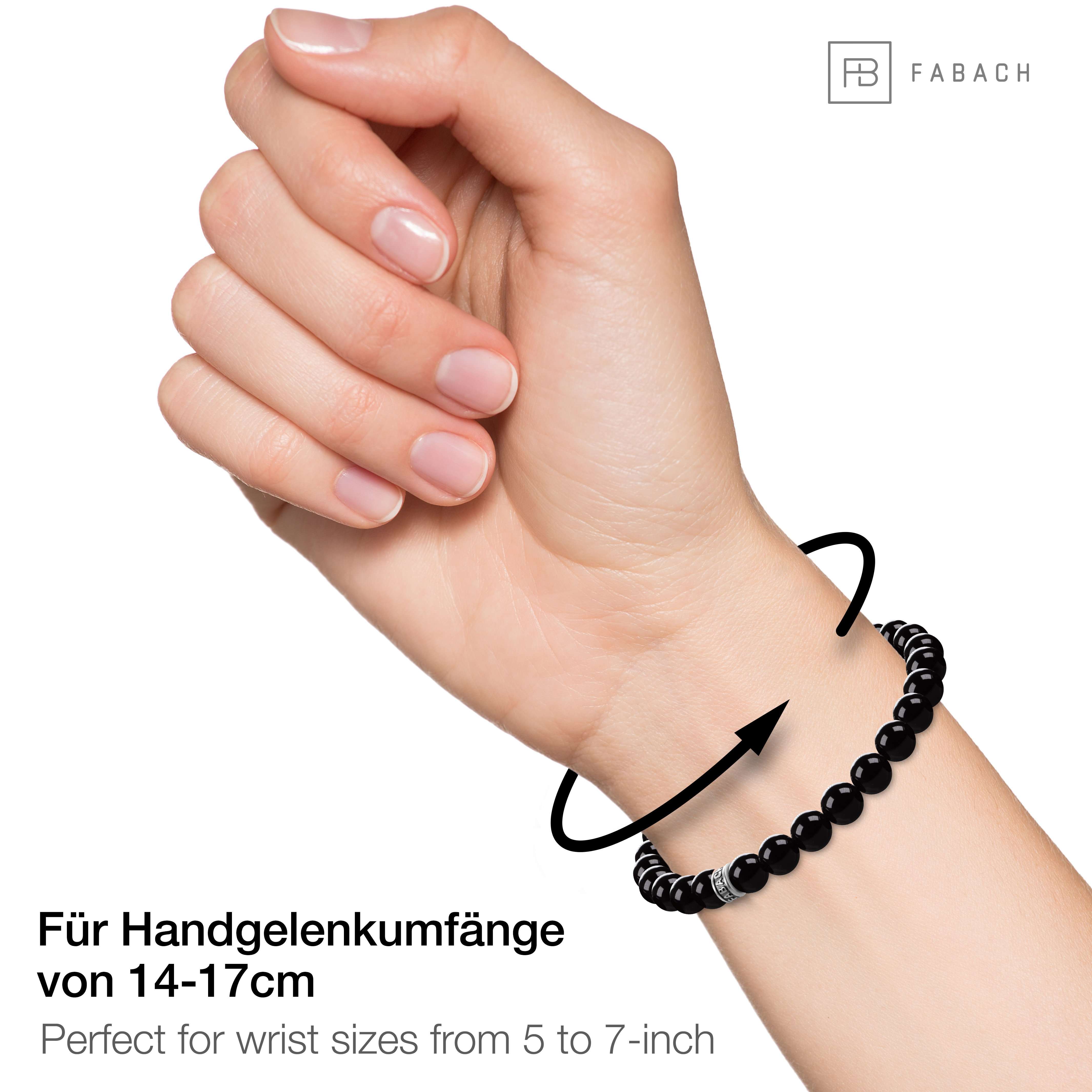 Perlenarmband mit 925 Sterling Silber-Perle - FABACH#Stein_Onyx (schwarz glaenzend)
