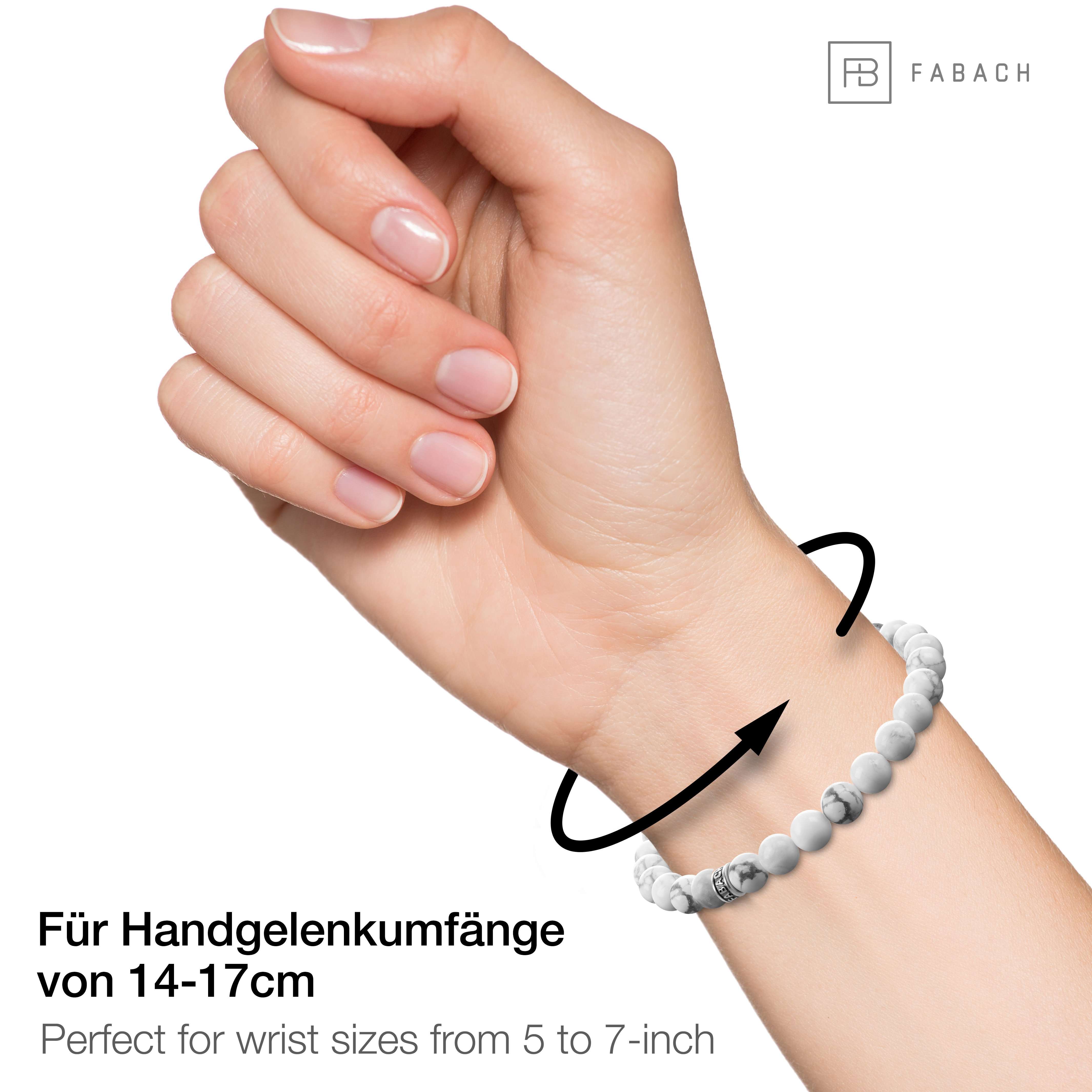 Perlenarmband mit 925 Sterling Silber-Perle - FABACH#Stein_Howlith (weiß)