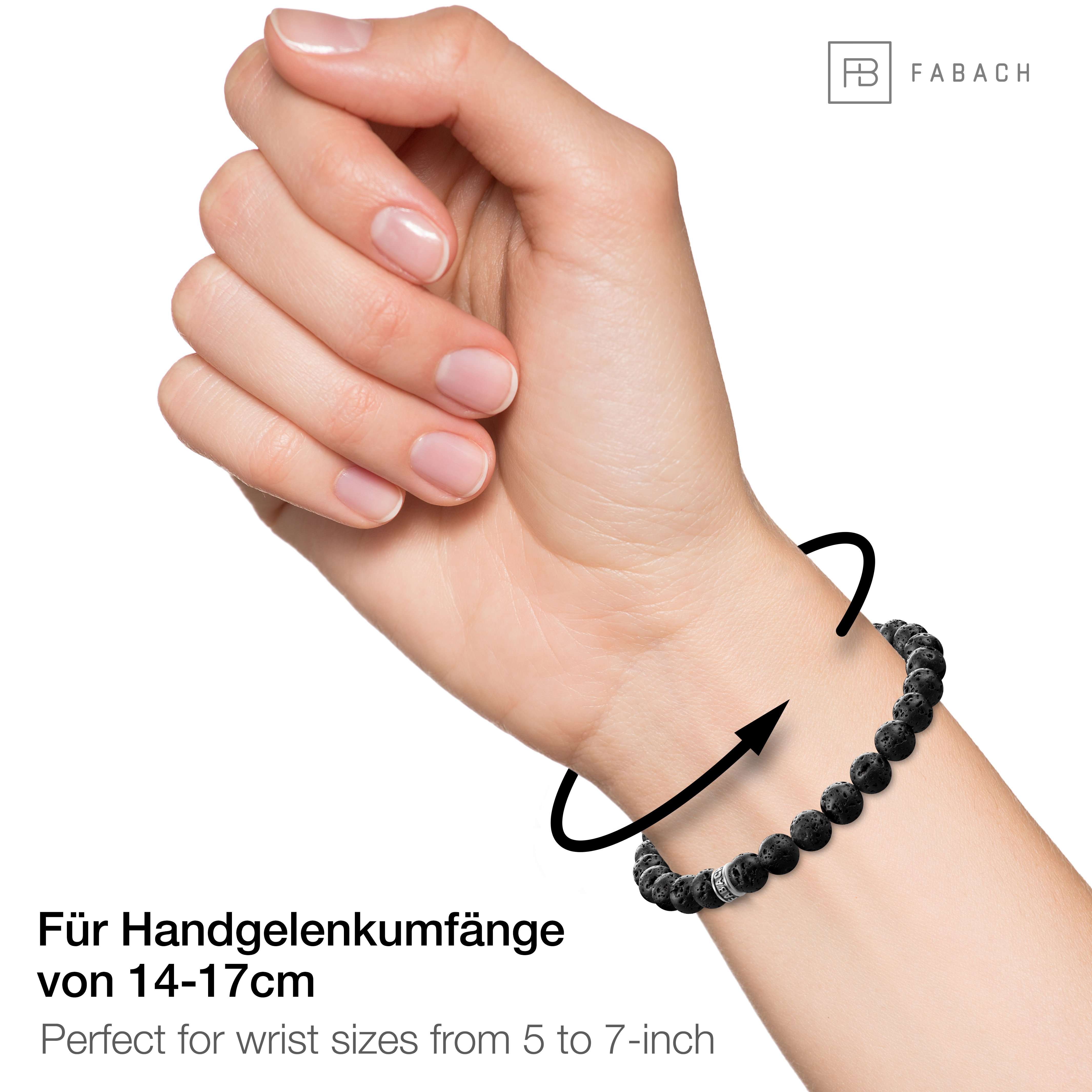 Perlenarmband mit 925 Sterling Silber-Perle - FABACH#Stein_Lavastein (schwarz)