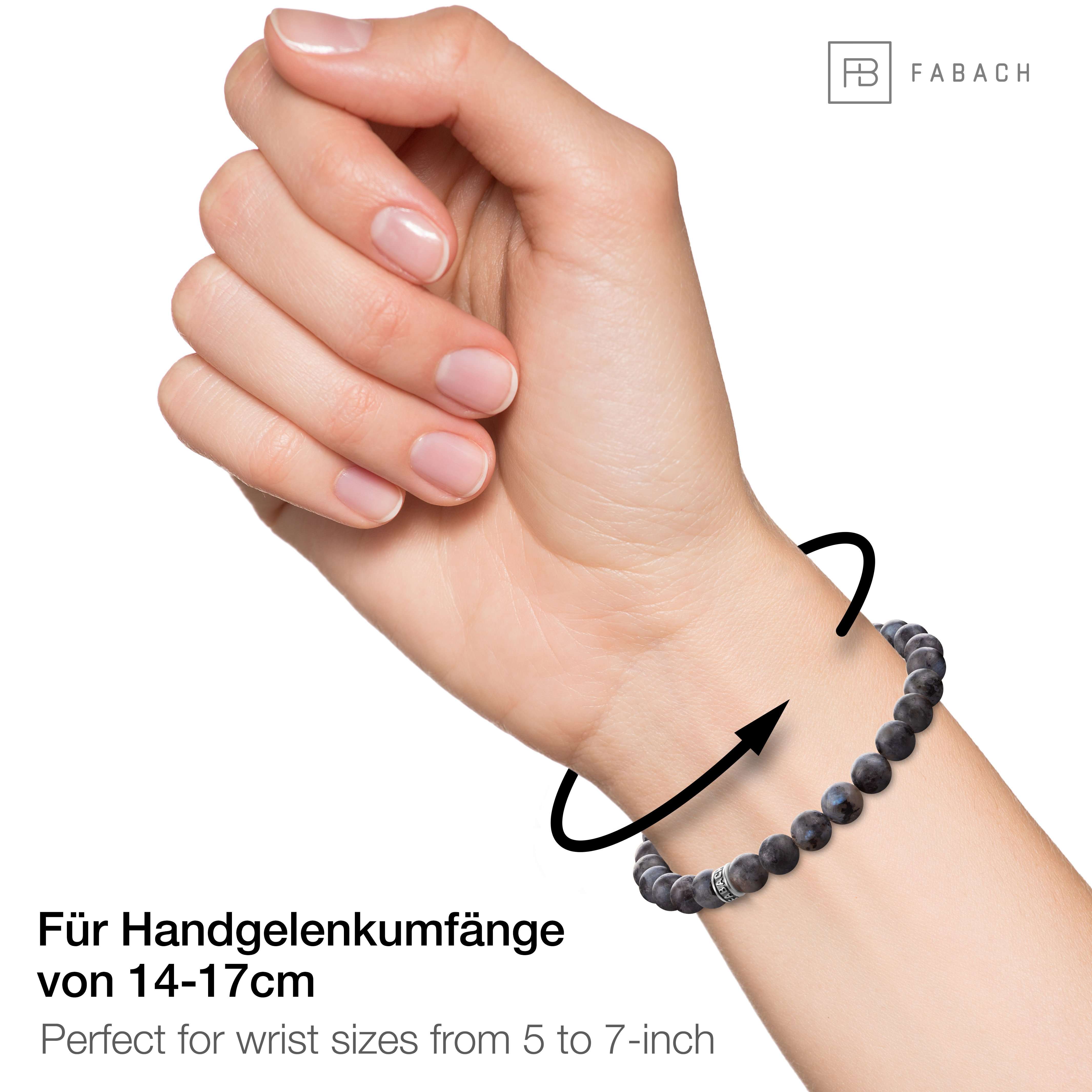 Perlenarmband mit 925 Sterling Silber-Perle - FABACH#Stein_Labradorit (grau-schwarz)