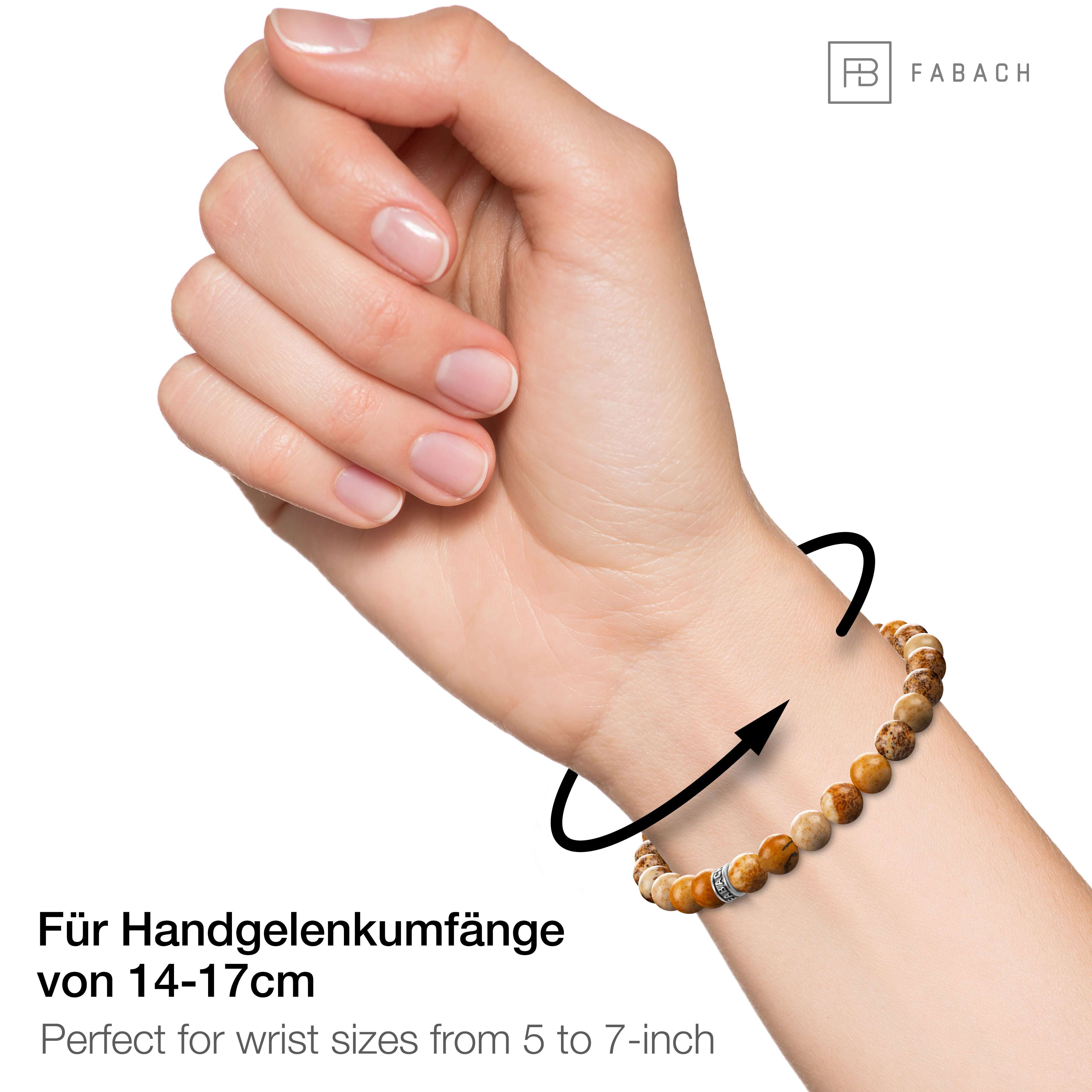 Perlenarmband mit 925 Sterling Silber-Perle - FABACH#Stein_Jaspis (braun-gelb)