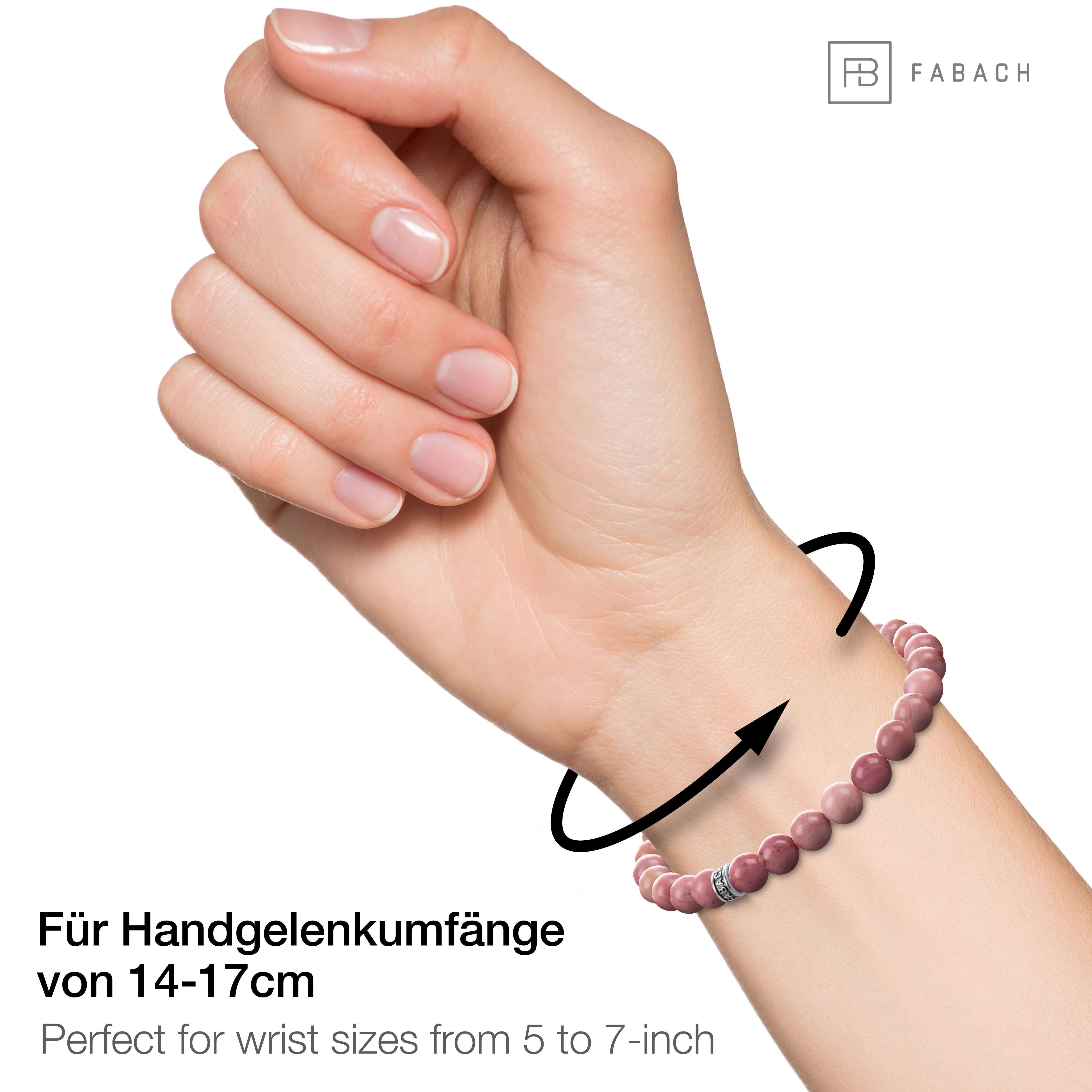 Perlenarmband mit 925 Sterling Silber-Perle - FABACH#Stein_Rhodochrosit (rosa-rot)