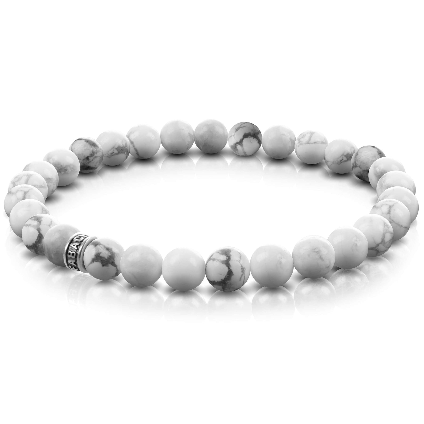 Perlenarmbänder mit 6mm Edelstein-Perlen und 925 Sterling Silber Logo-Perle