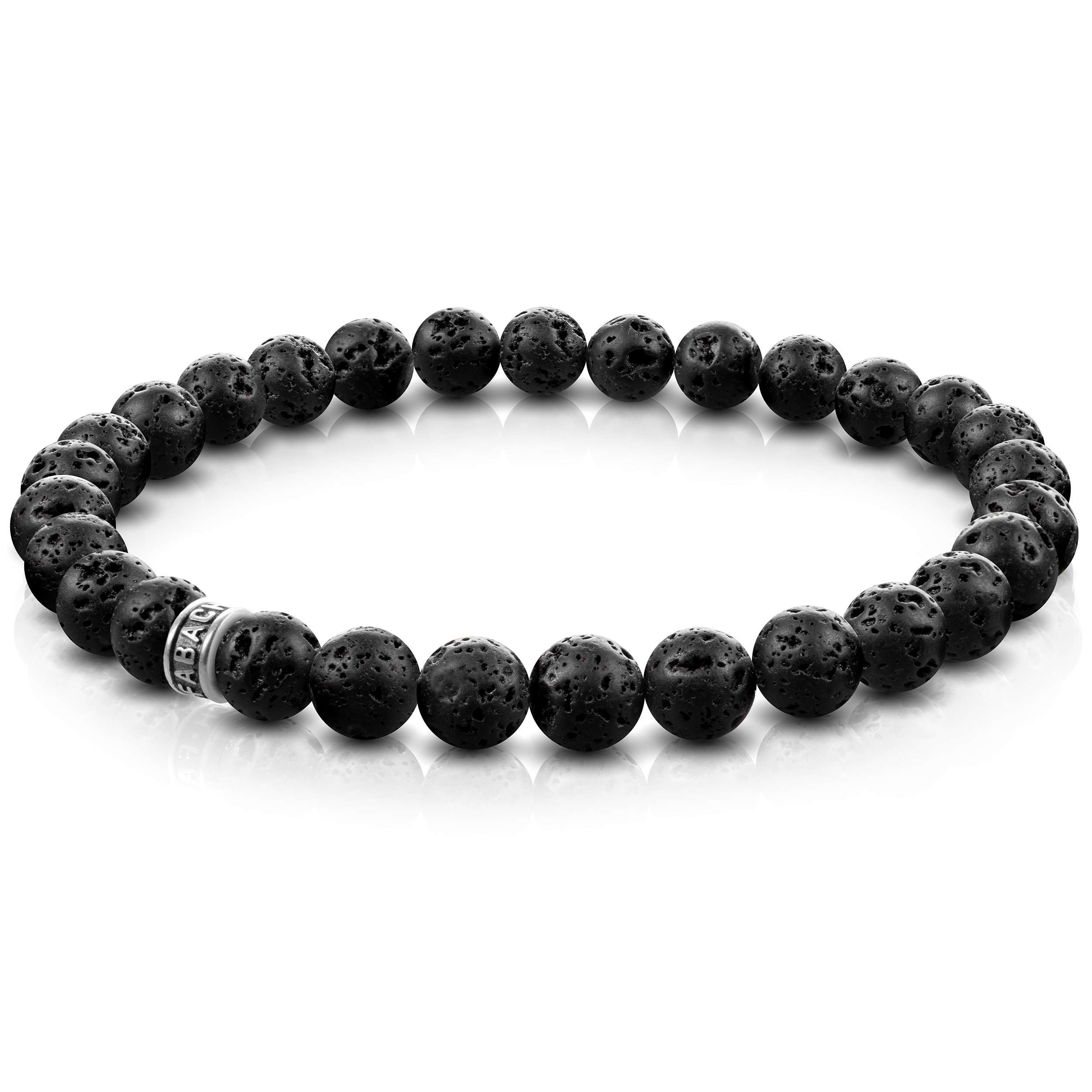 Perlenarmband mit 925 Sterling Silber-Perle - FABACH#Stein_Lavastein (schwarz)