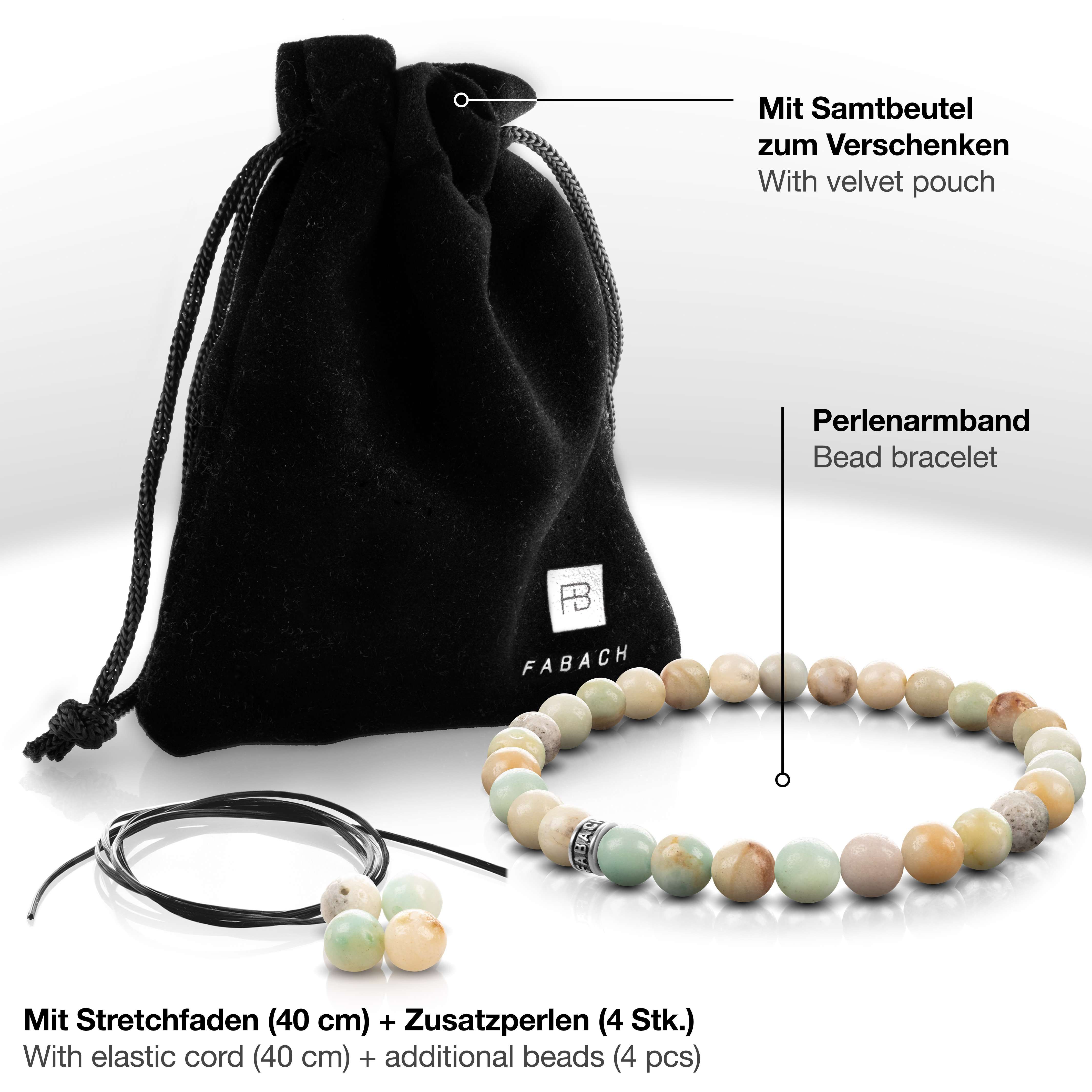Perlenarmband mit 925 Sterling Silber-Perle - FABACH#Stein_Amazonit (mehrfarbig)