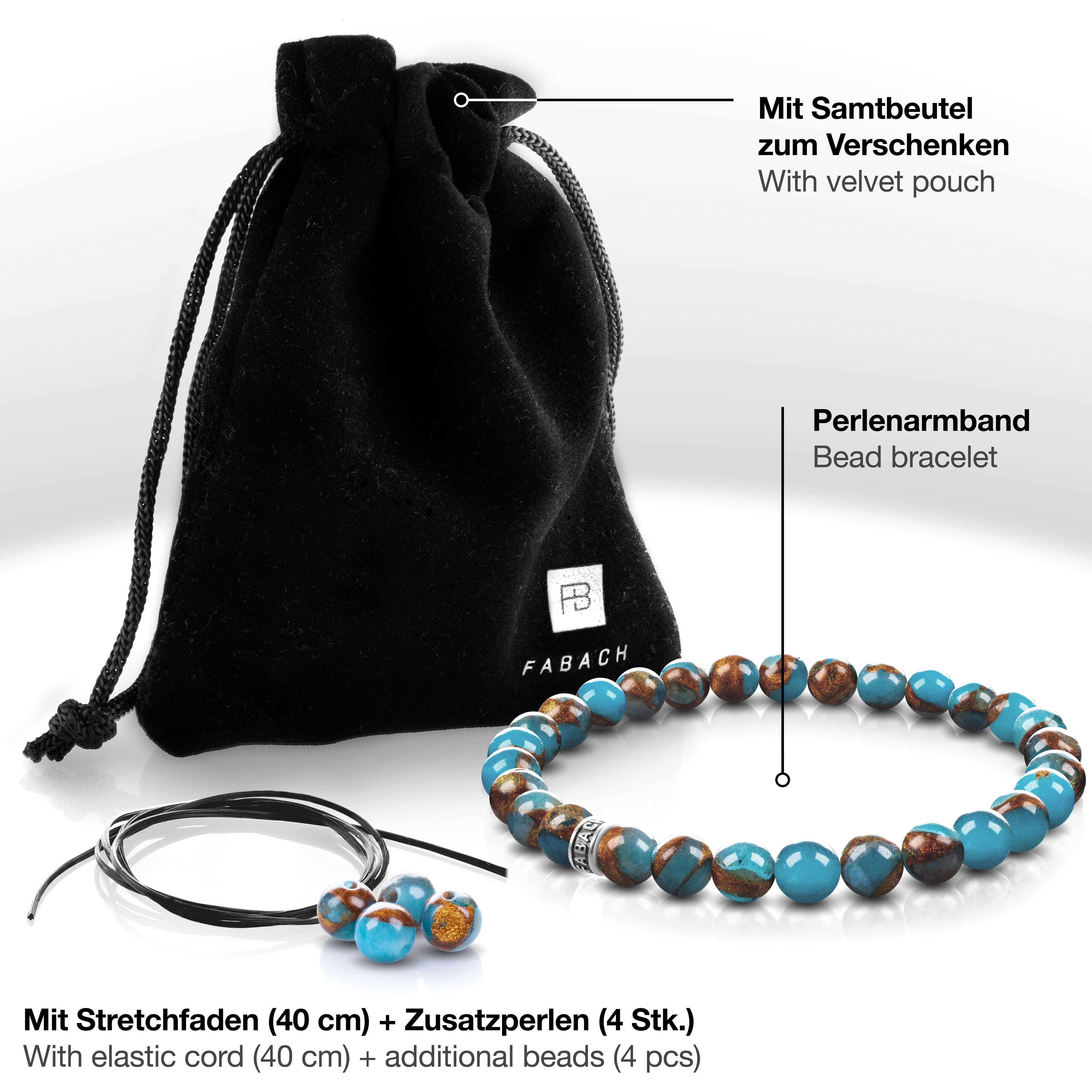 Perlenarmband mit 925 Sterling Silber-Perle - FABACH#Stein_Blauer Goldstein (gold-blau)