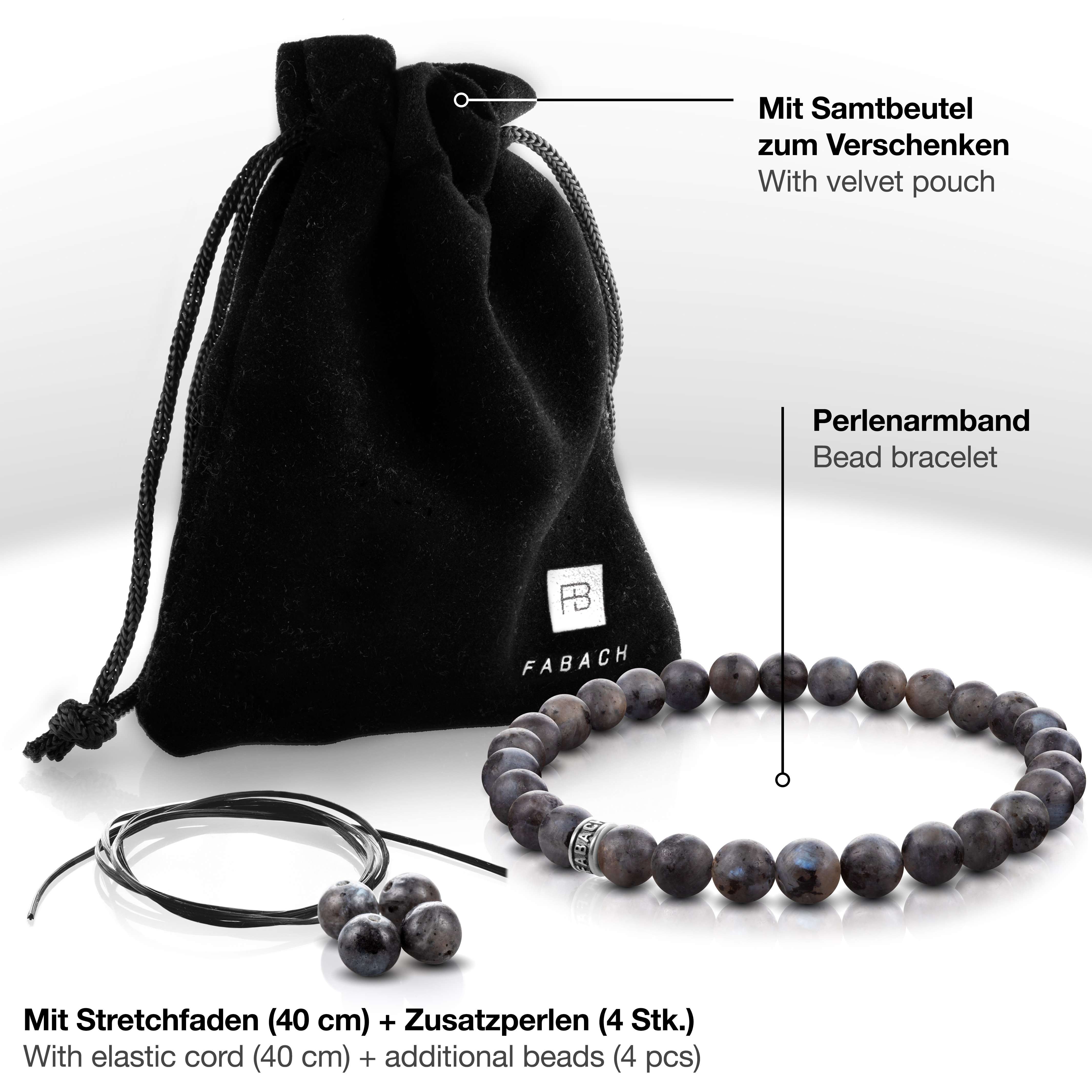 Perlenarmband mit 925 Sterling Silber-Perle - FABACH#Stein_Labradorit (grau-schwarz)