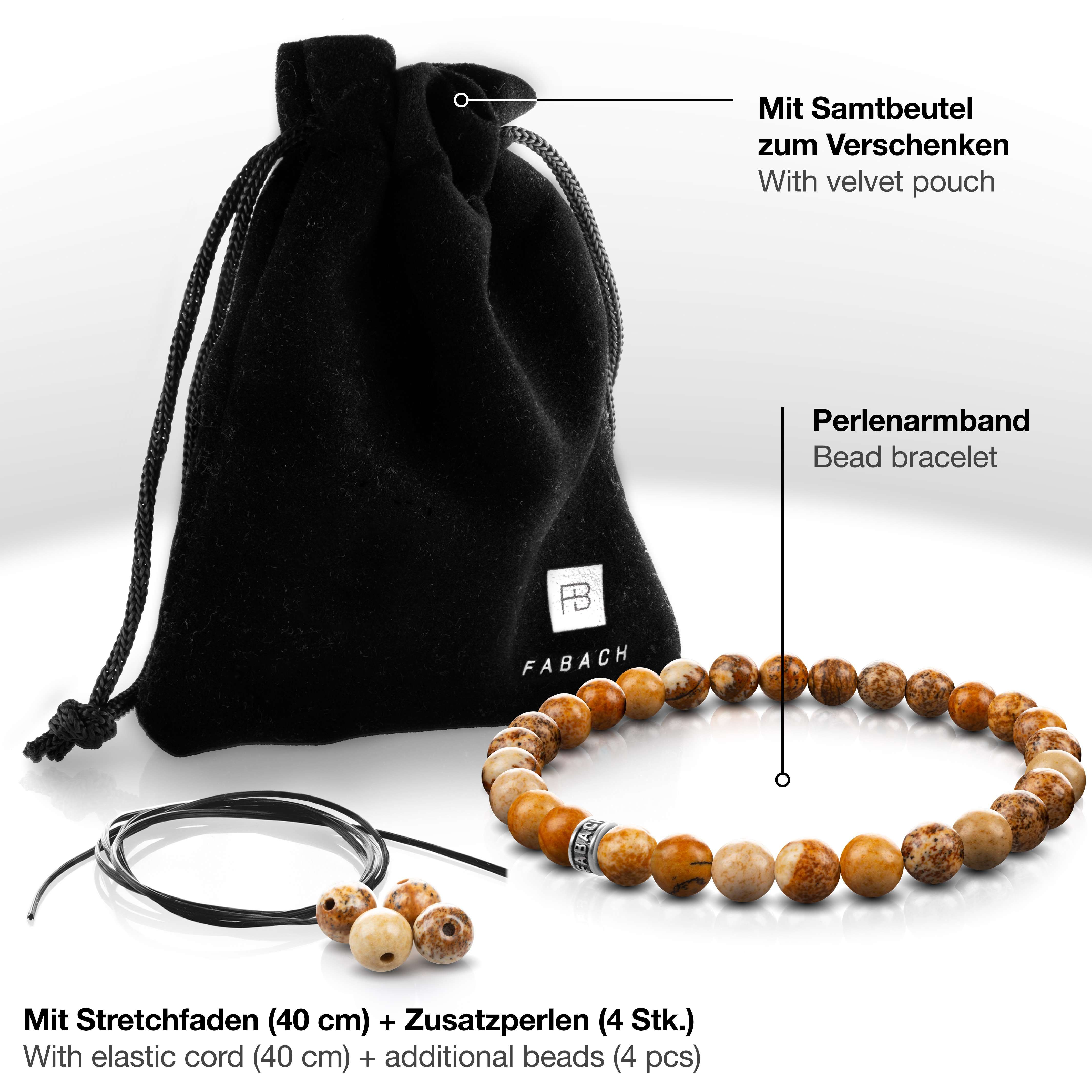 Perlenarmband mit 925 Sterling Silber-Perle - FABACH#Stein_Jaspis (braun-gelb)