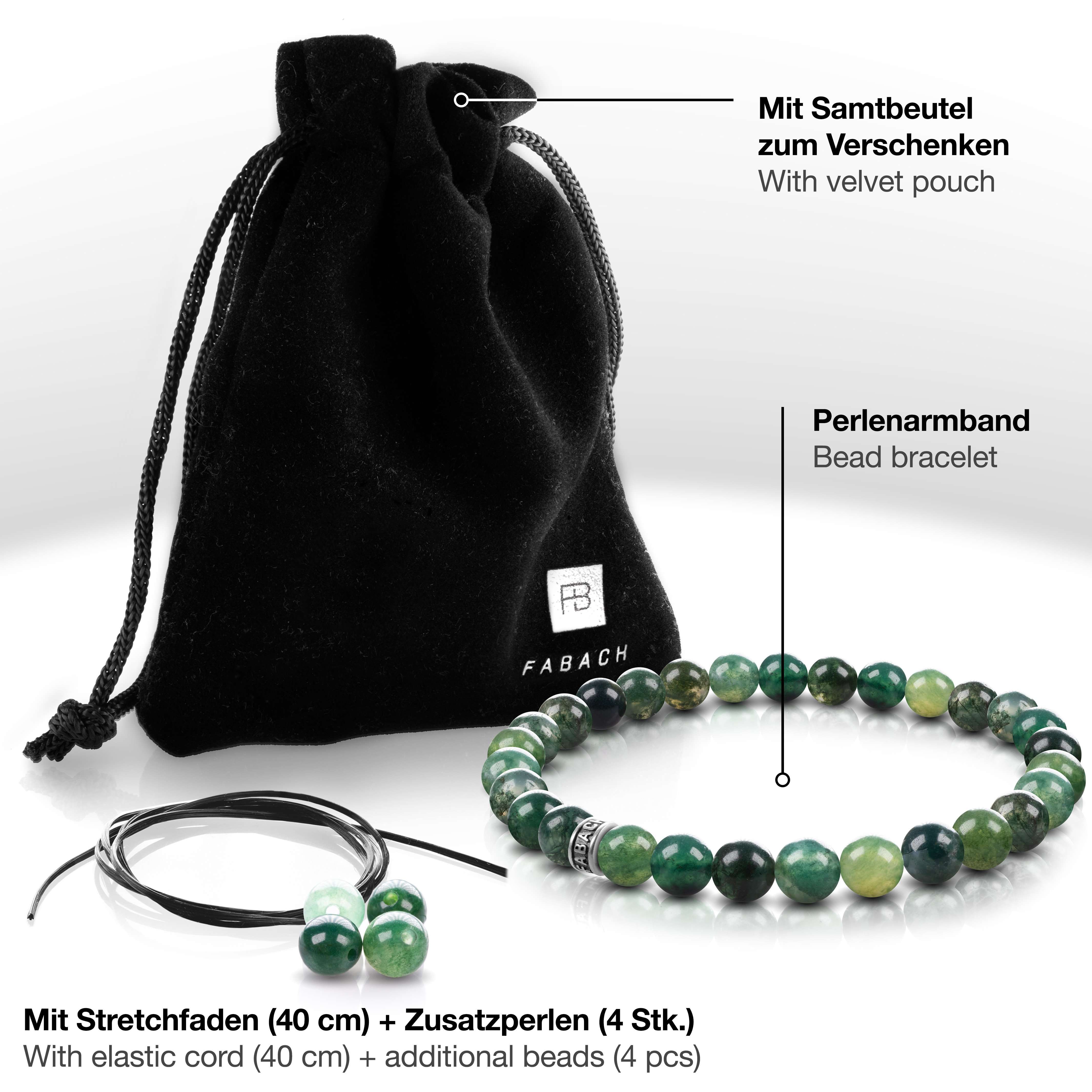 Perlenarmband mit 925 Sterling Silber-Perle - FABACH#Stein_Achat (meeresgruen)