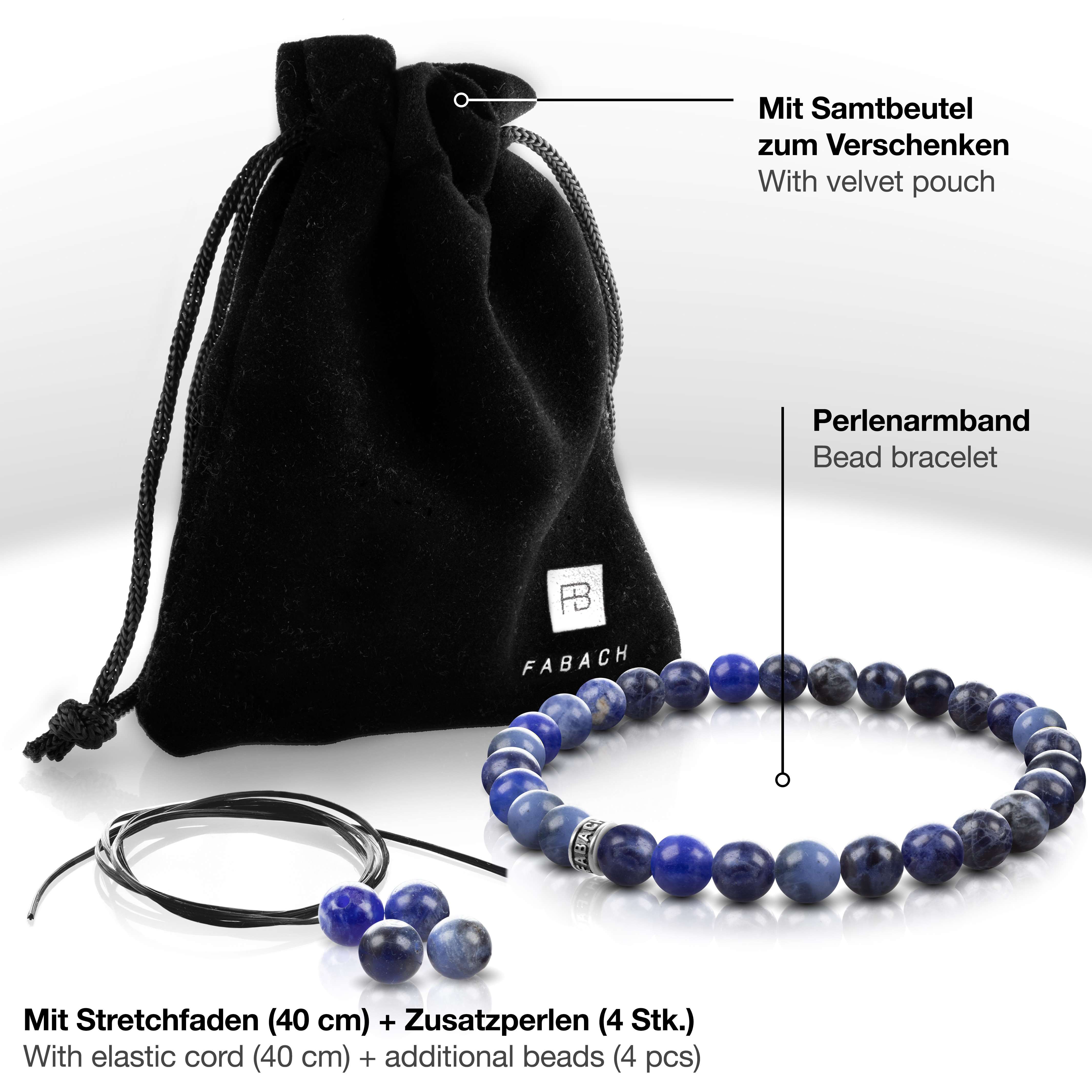 Perlenarmband mit 925 Sterling Silber-Perle - FABACH#Stein_Sodalith (blau)